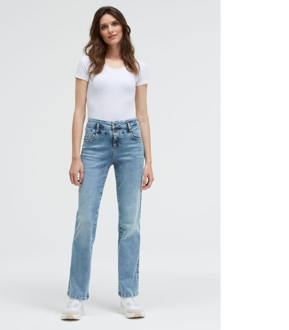 SOCCX Bootcut-Jeans Damen Jeans LO:LE Regular Fit mit Stretch-Anteil