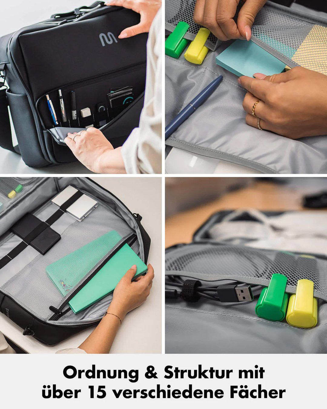 onemate Umhängetasche Business Bag Pro / schwarz (1-tlg), Funktionale Umhängetasche mit Platz für 4 Geräte Laptop und Tablet