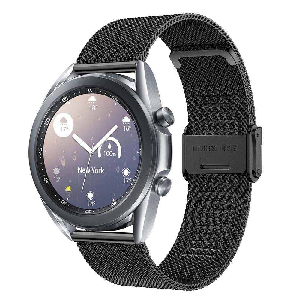 Uhrenarmband Watch Uhrenarmband,Mesh-Edelstahl,Interlock-Sicherheitsverschluss, Uhr. Schnellverschluss,für 18/20/22mm oder Smart Sunicol traditionelle Schwarz