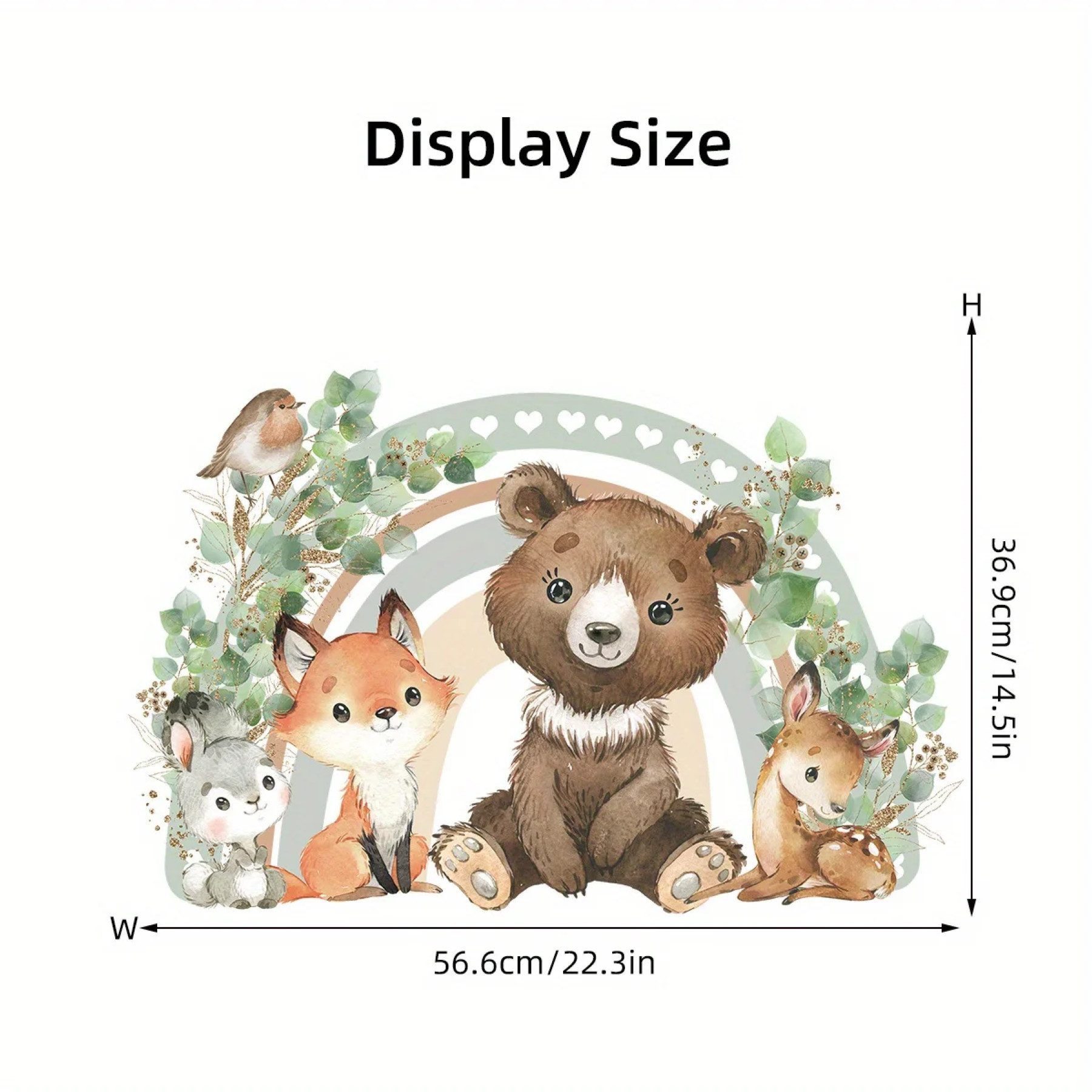 Montegoni Wandsticker Kinder Tier Wandsticker,Wandtattoo mit Waldtieren,Wandaufkleber (Wandtattoo für Kinderzimmer, Bär Fuchs Herz Regenbogen Tier Wanda), wasse – Bild 4 von 5