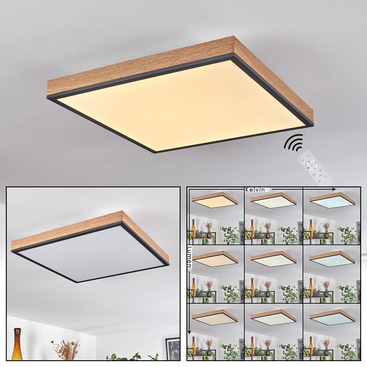 hofstein Deckenleuchte »Vacil« eckige Deckenlampe aus Metall in Schwarz/Bra günstig online kaufen