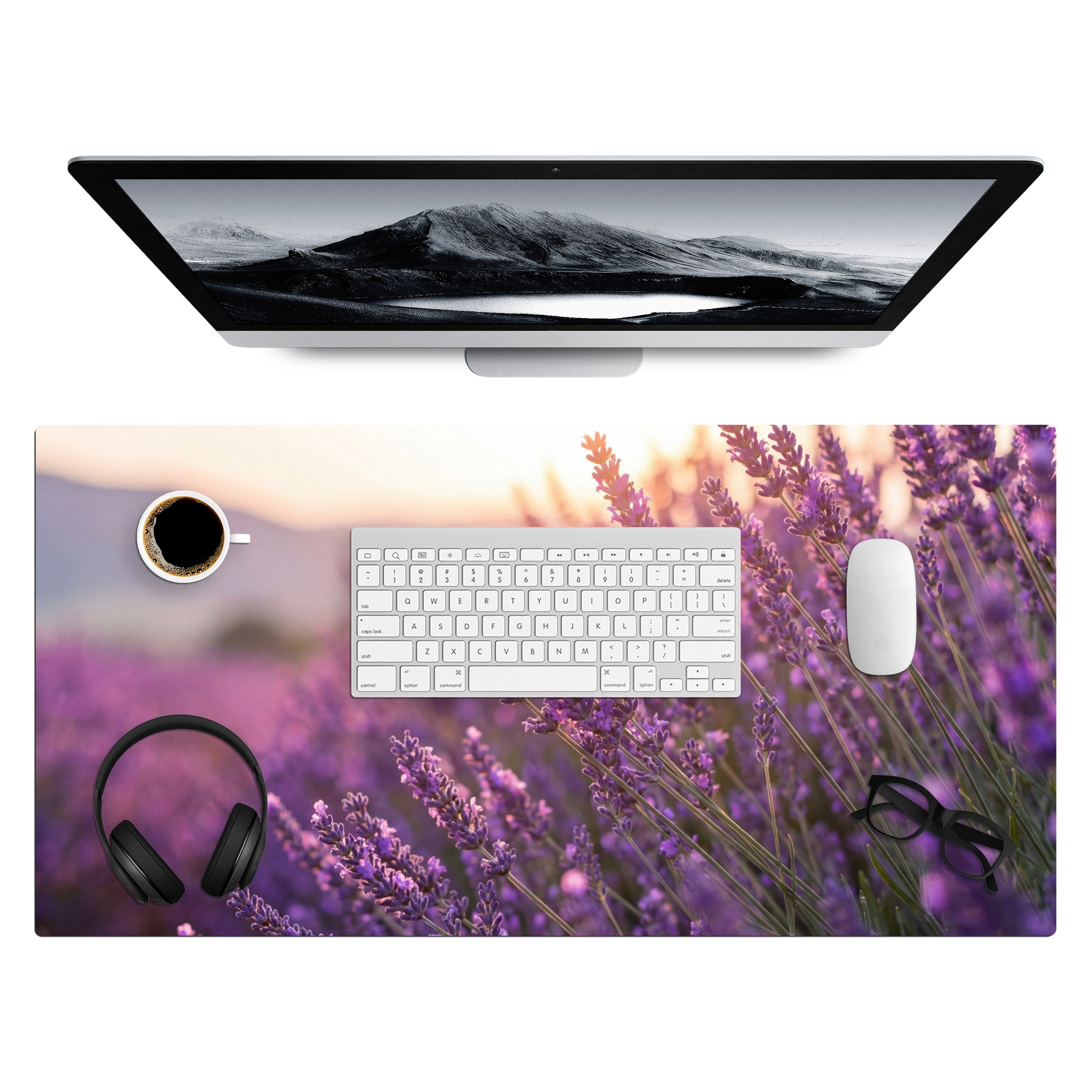 MuchoWow Gaming Mauspad Lavendel - Lila - Sonnenlicht (1-St), Gaming Mauspad XXL, Schreibtischunterlage, Desk Mat Groß, 80x40 cm