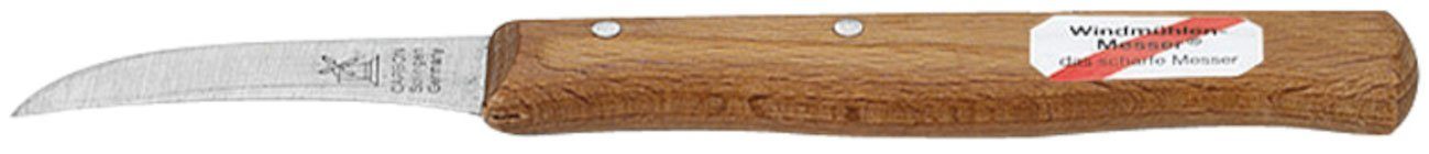 Windmühlenmesser Gemüsemesser, 60 mm gebogene Klinge langer Griff, Buche