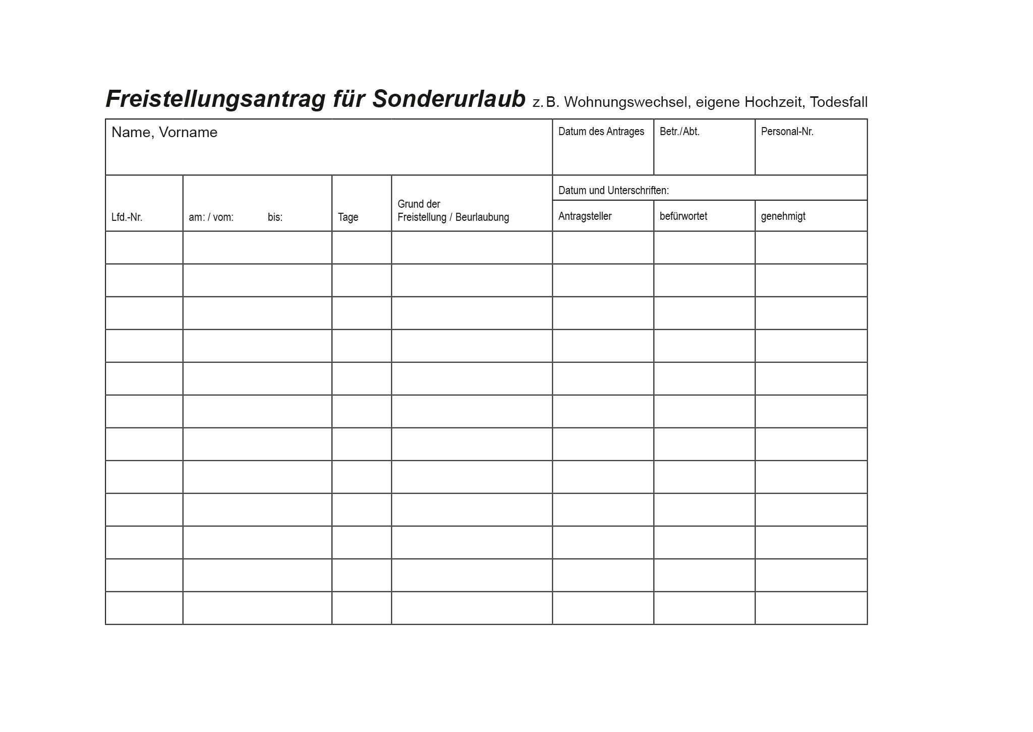 RNK Verlag Formularblock RNK Urlaubs u.Freistellungsantrag A6