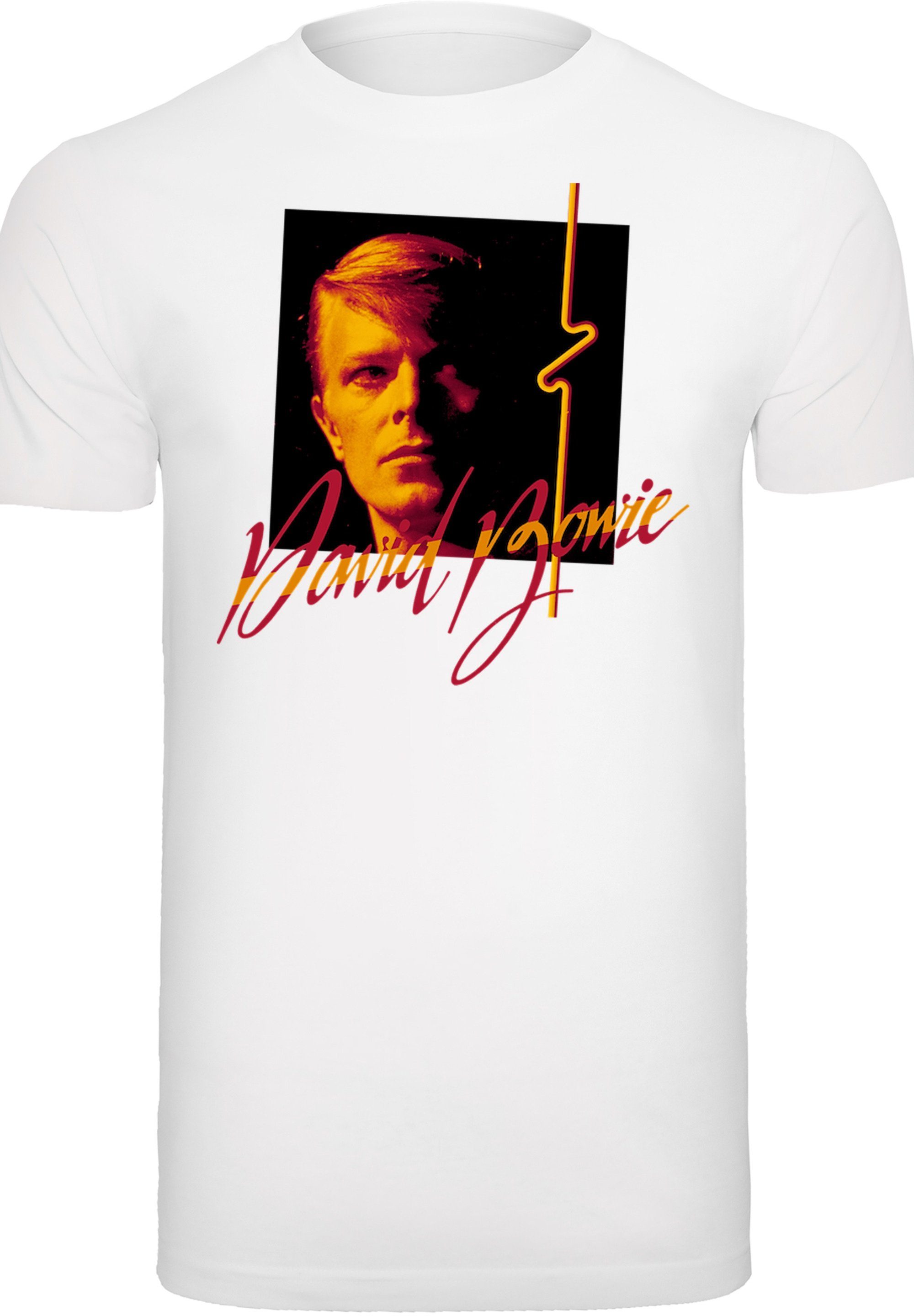 Photo 90s Bowie weiß Merch,Regular-Fit,Basic,Bandshirt F4NT4STIC Herren,Premium Angle David T-Shirt