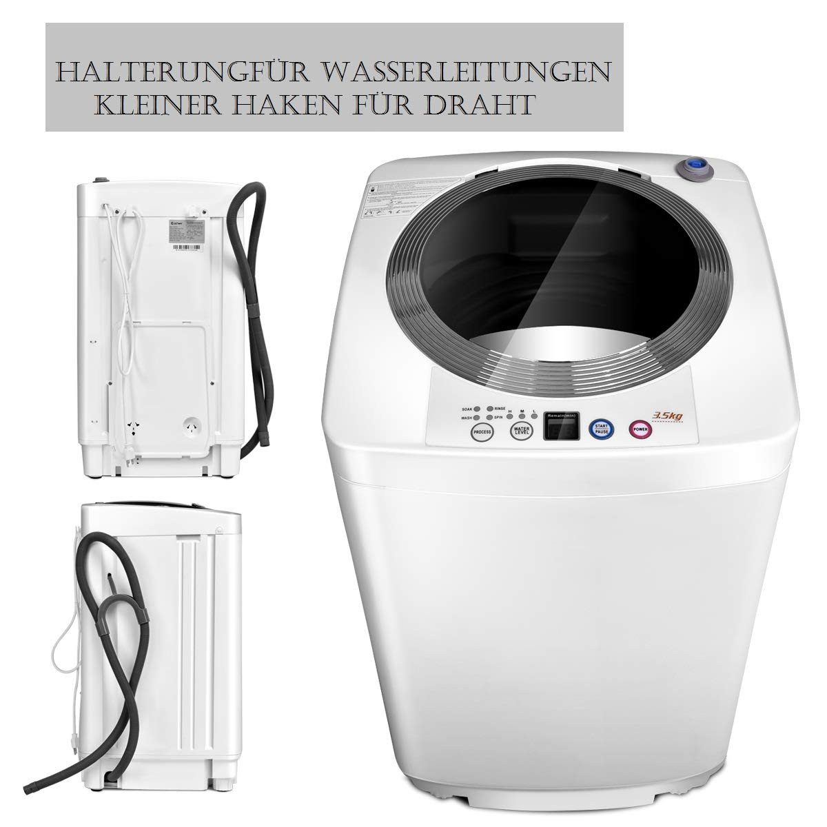 COSTWAY Waschmaschine Toplader XQB35-1508, 3.5 kg, 730 U/min, 240W, Trockner – Bild 4 von 5