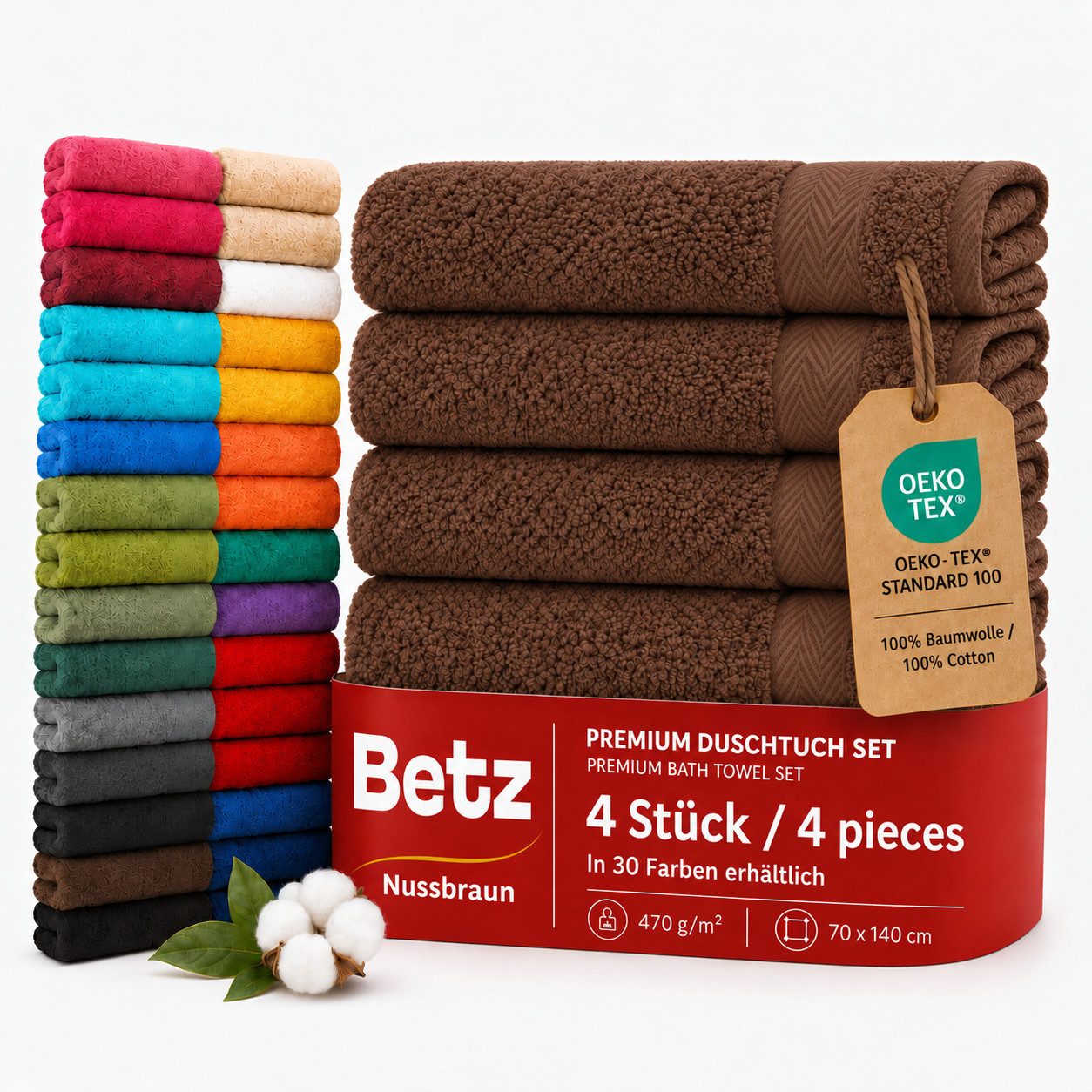 Betz Duschtücher 4 Stück Duschtücher 70x140 cm PREMIUM, 100% Baumwolle (Set, 4-St), Duschhandtuch Badetuch Strandtuch Handtuch, Badehandtuch