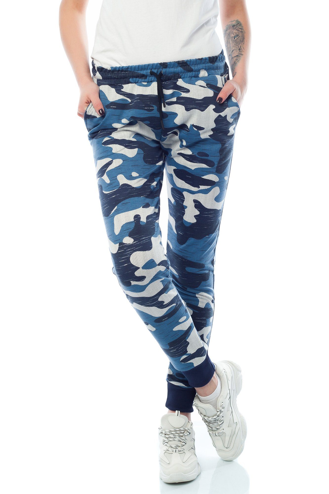 Bongual Sweathose Damen Jogginghose Camo Armee Tarnmuster Freizeithose