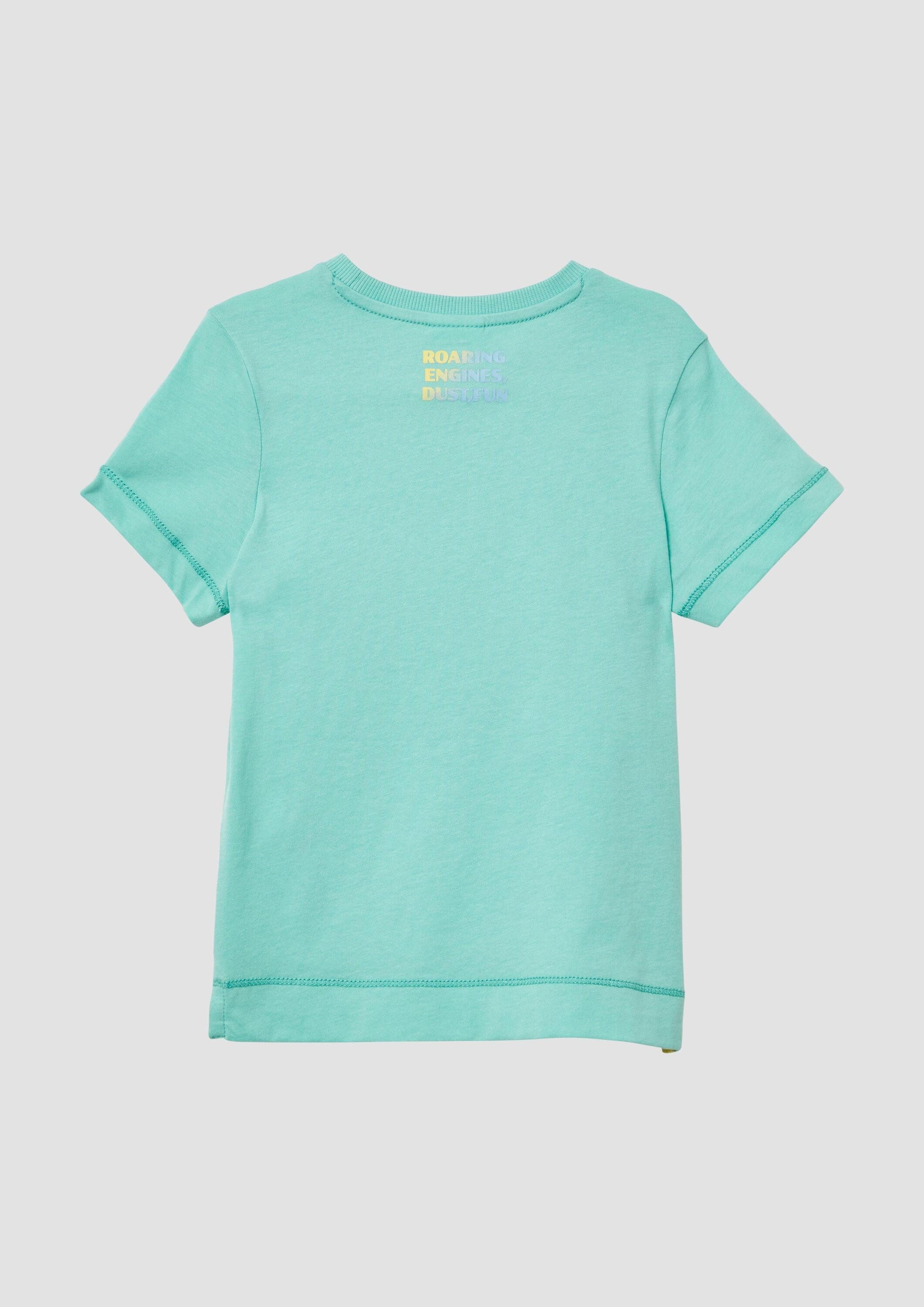 s.Oliver Kurzarmshirt T-Shirt Printshirt mit seitlichen Schlitzen am Saum
