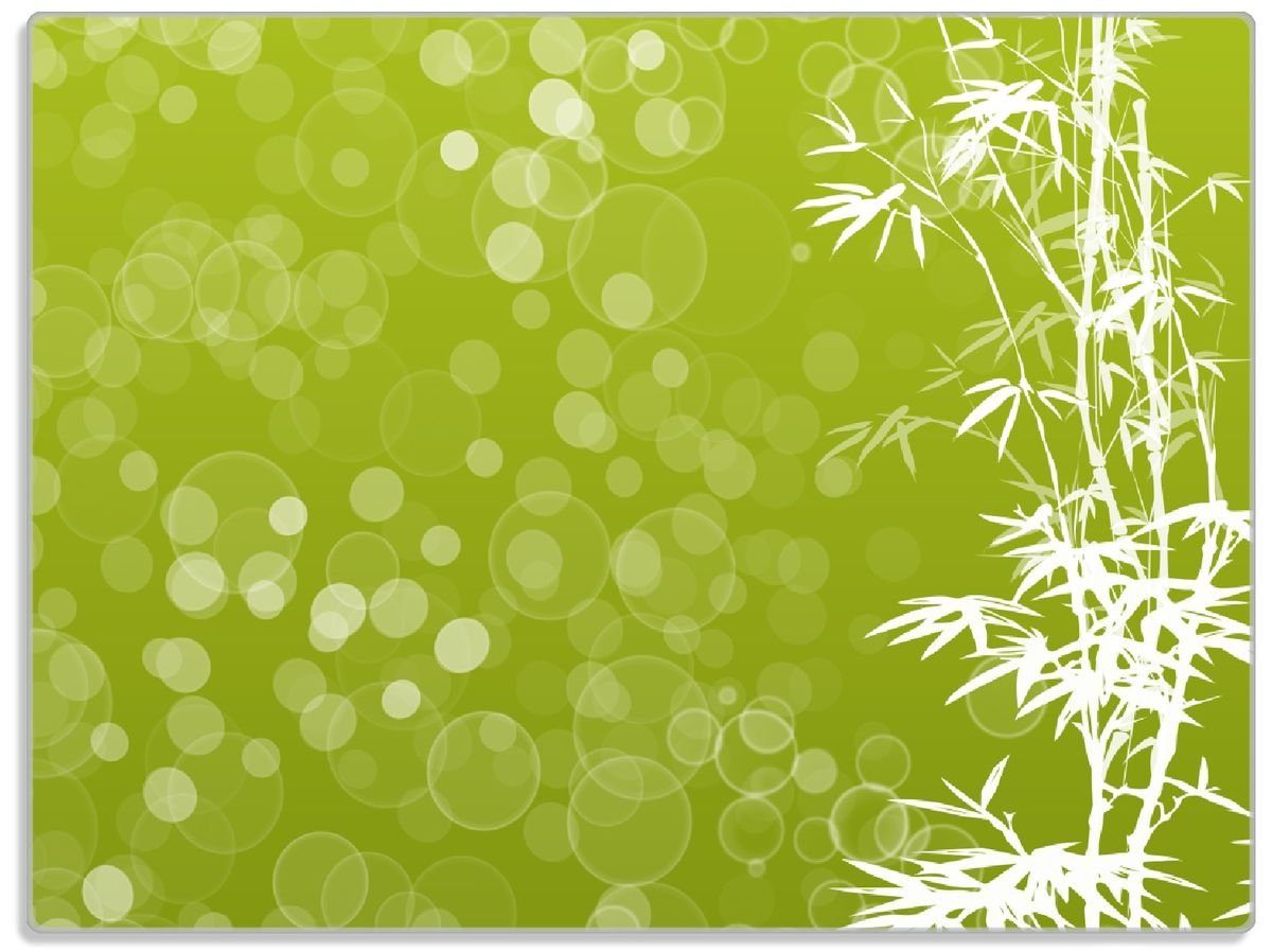 Bambusmuster ESG-Sicherheitsglas, Wallario Gummifüße 4mm, grün-weiß, 30x40cm rutschfester 1-St), (inkl. Schneidebrett