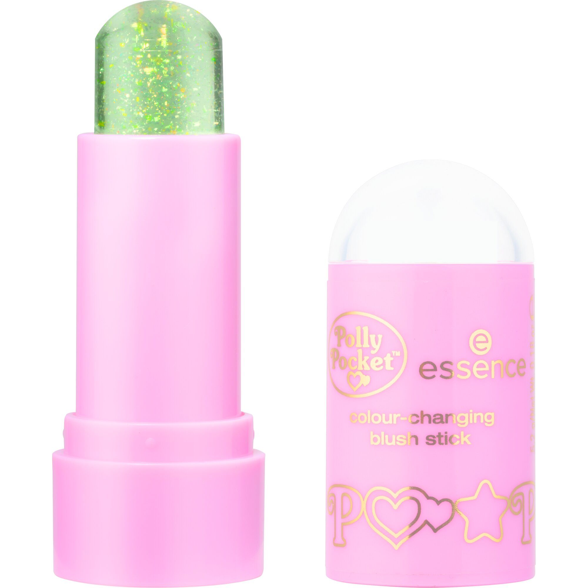Essence Rouge Polly Pocket colour-changing blush stick, 3-tlg., pH-reaktive Farbverwandlung, natürlicher Glow, Stick Format