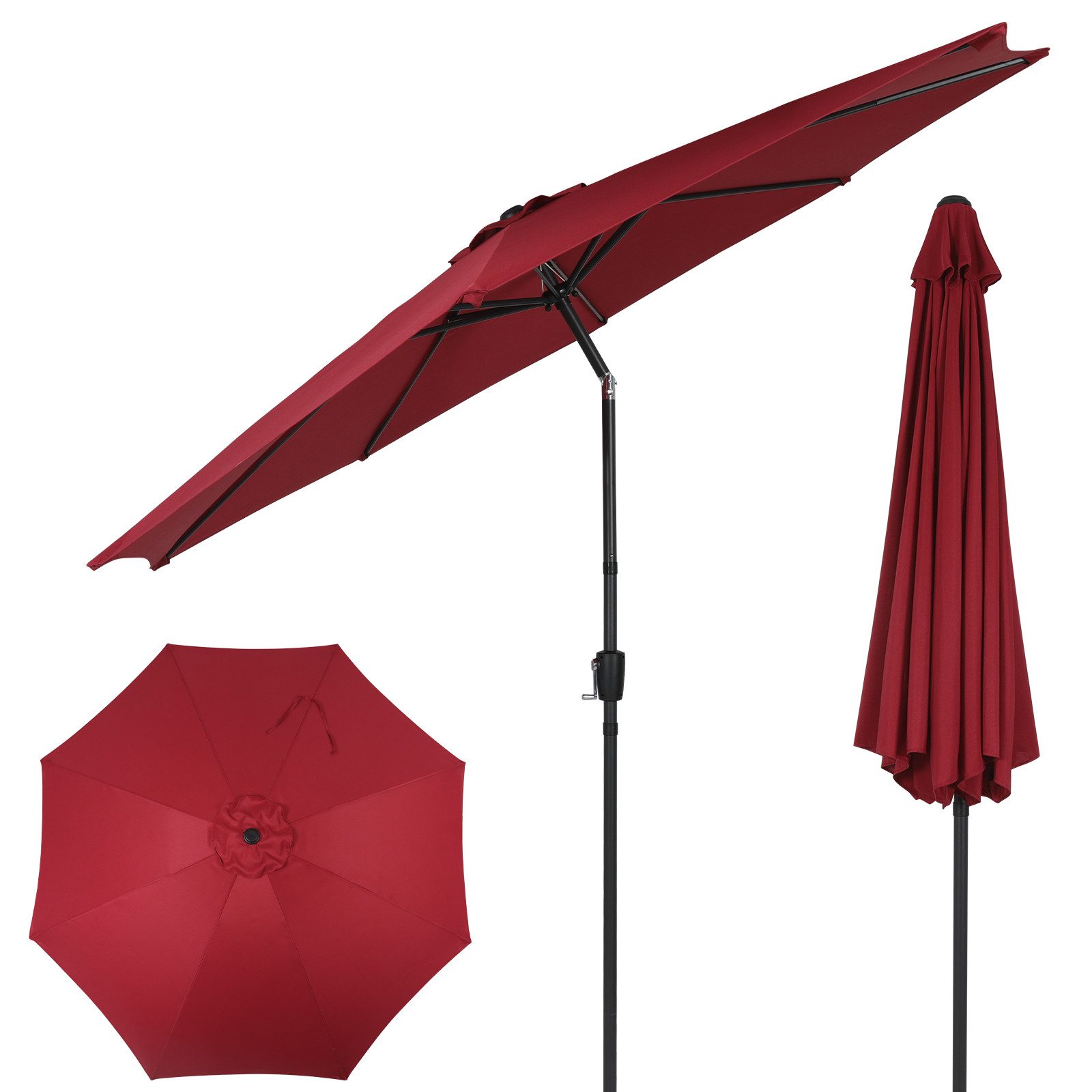 Puluomis Sonnenschirm Balkonschirm Strandschirm Marktschirm Gartenschirm Neigbar, LxB: 290x290 cm, Ohne Schirmtänder