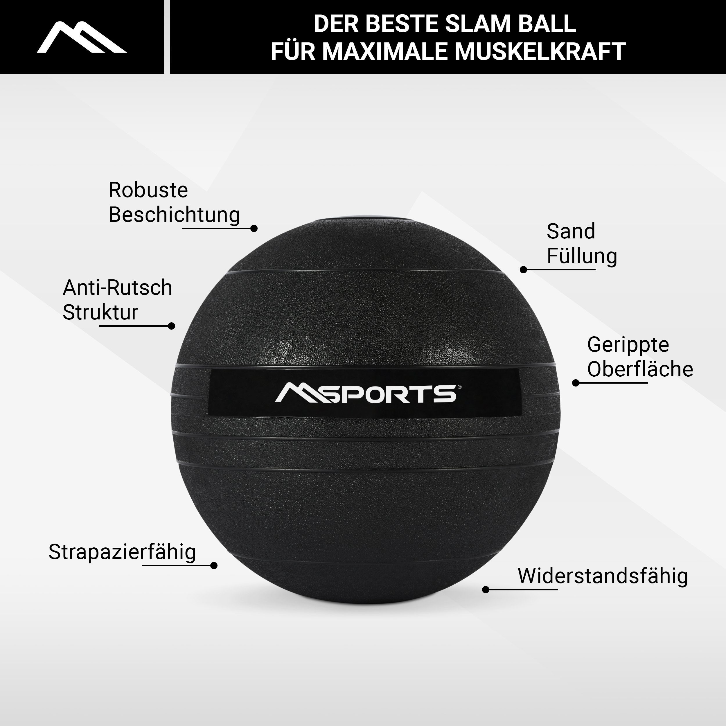 MSports® Medizinball Slam Medizinball Gewichtsball 3-20 kg Wall-Ball kg 15 Ball
