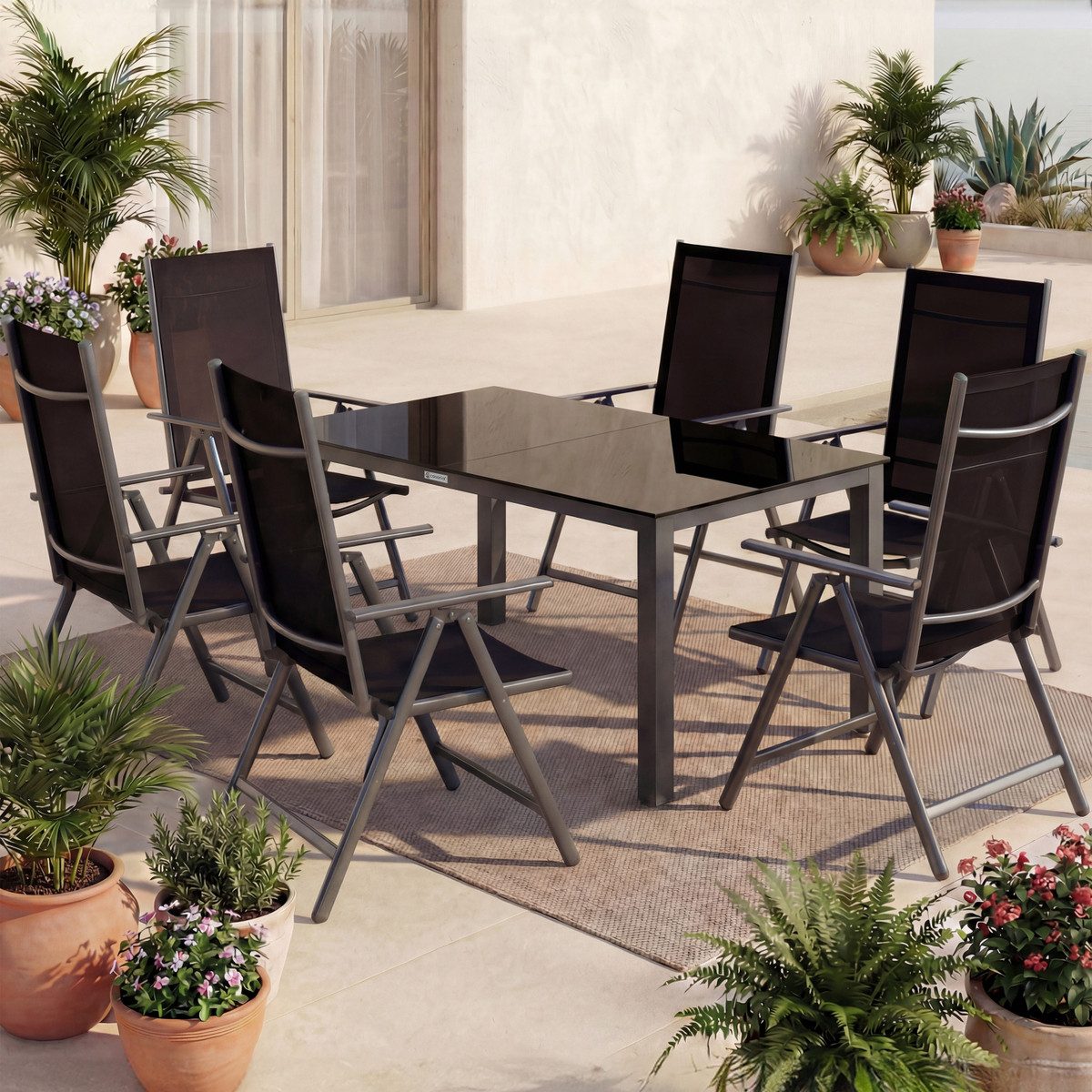 Casaria Garten-Essgruppe Bern, (7-tlg), Aluminium 5mm Sicherheitsglas Stühl günstig online kaufen