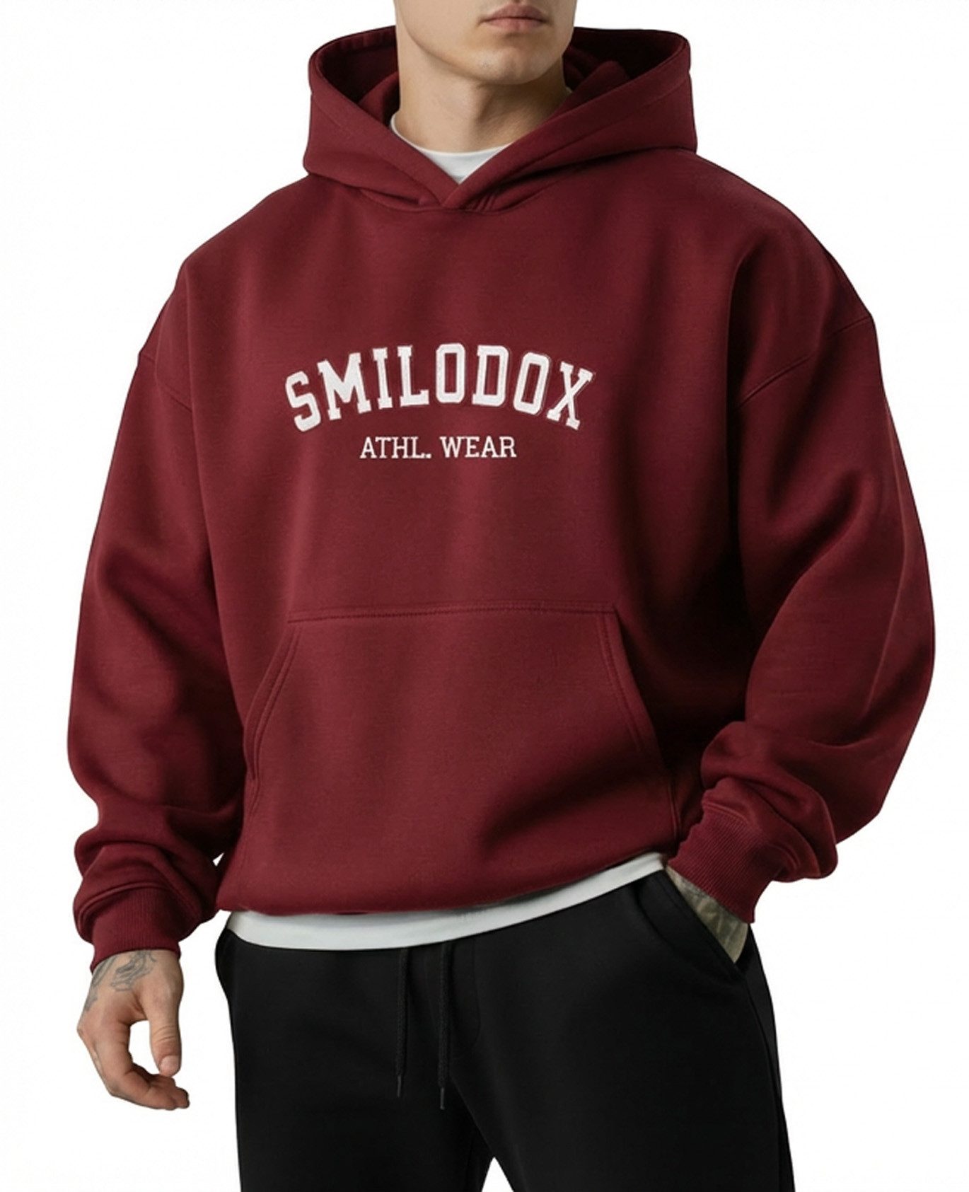 Smilodox Hoodie Kayson, Oversize Kapuzenpullover, Frontprint, große Kapuze Sweatshirt Kängurutasche weicher Stoff Warmer Pulli Streetstyle Alltag Freizeit