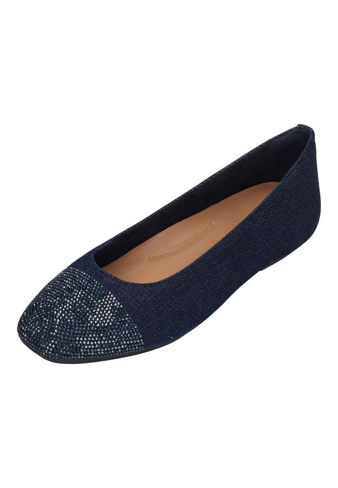 Fitflop DELICATO CRYSTAL CAP-TOE DENIM BALLET FLATS Ballerina Dark Denim
