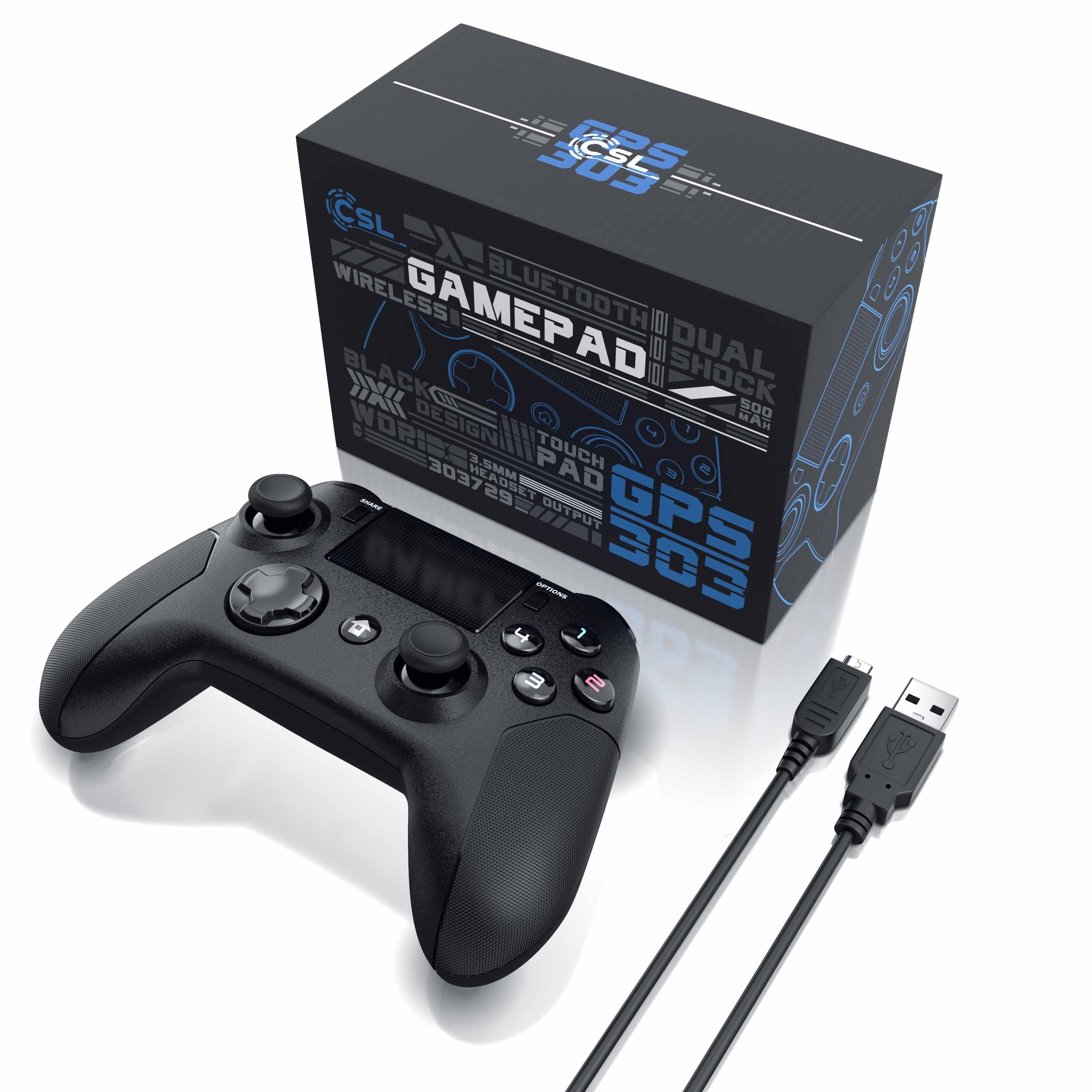 CSL PlayStation 4-Controller (1 Bluetooth Touchpad, für Dual 3,5mm, Gyrosensor) PS4, St., Gamepad Vibration