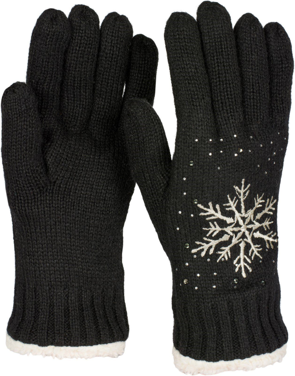 styleBREAKER Strickhandschuhe Strickhandschuhe mit Schneeflocke, Strass günstig online kaufen