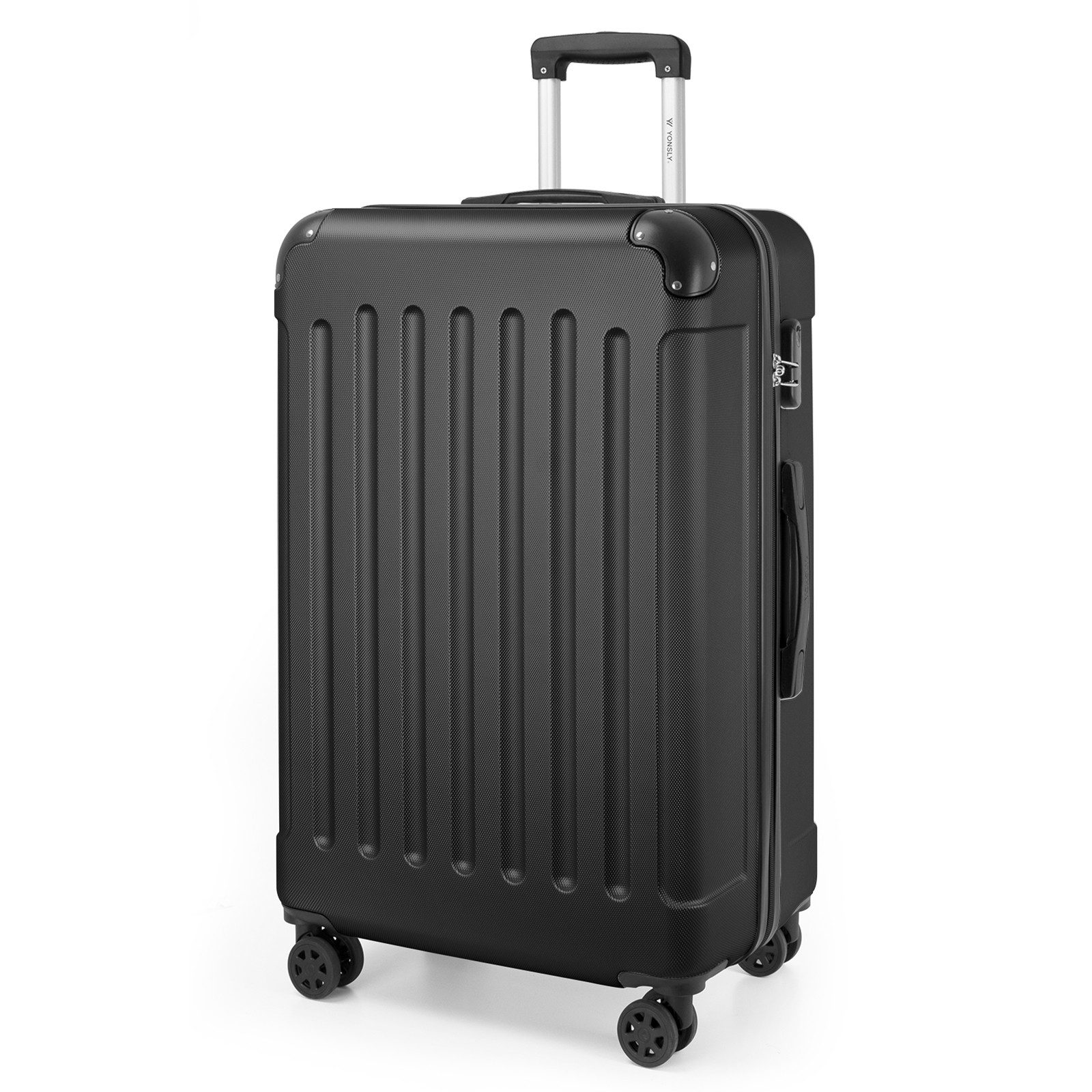 YONSLY Hartschalen-Trolley Hartschalen-Reisekoffer Trolley Rollkoffer in S/M/L/XL Größen, 4 Rollen, mit 360°-Lenkrollen, Zahlenschloss und mehrstufigem Teleskopgriff