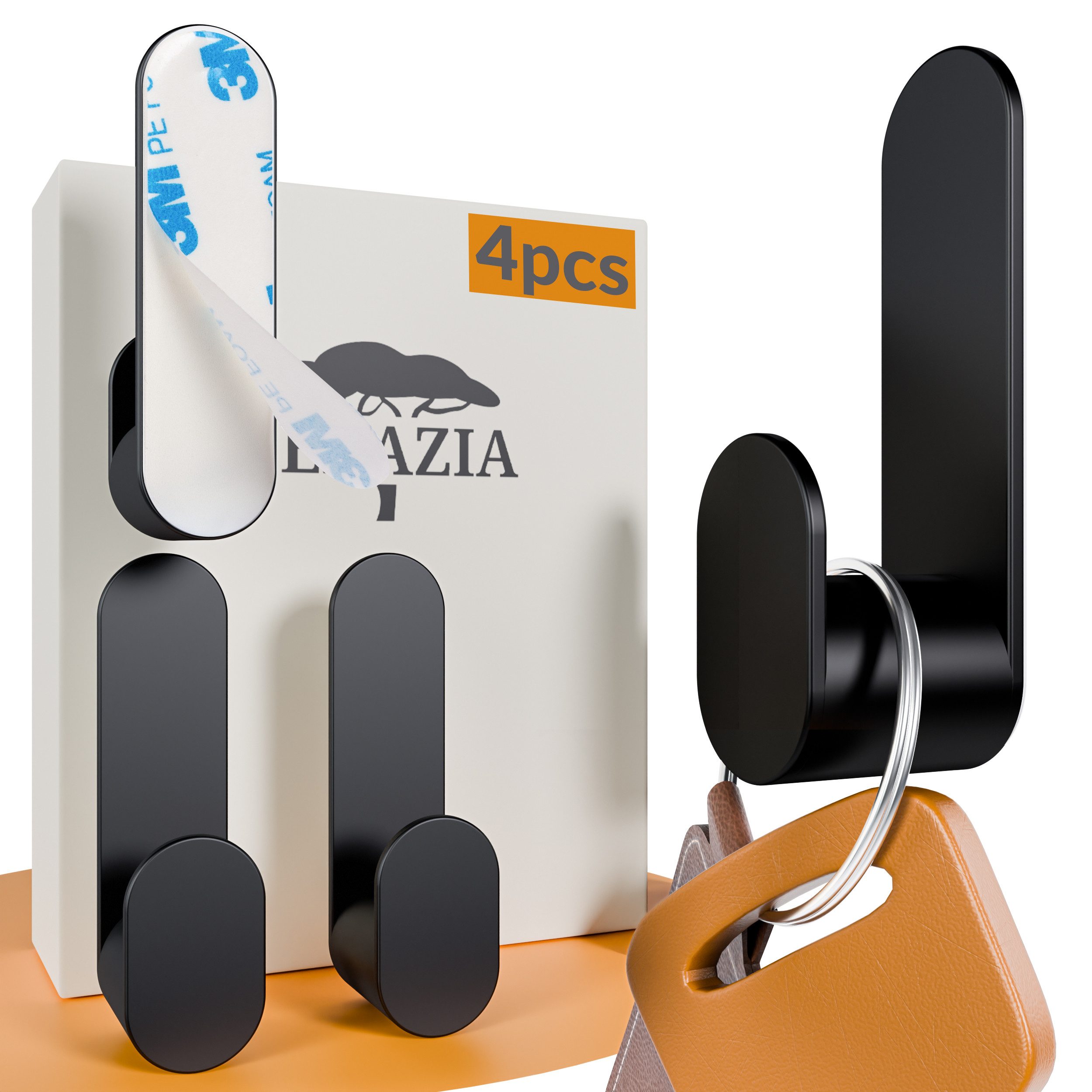 DEKAZIA Deckenhaken selbstklebend, Handtuchhaken, Klebehaken ohne Bohren mit Klebepads, Badezimmer, WC, Toilette, Küche, Garderobe, Flur, Bad, Wohnzimmer, Esszimmer, Schlafzimmer, (4er Set, 4 Stück), ohne Bohren, rostfei, zum Kleben, mattes Finish, 2 Farben