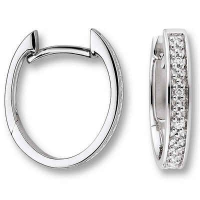 ONE ELEMENT Paar Сережки-кільця 0.02 ct Diamant Brillant Сережки Сережки-кільця aus 585 Weißgold, Damen Gold Schmuck