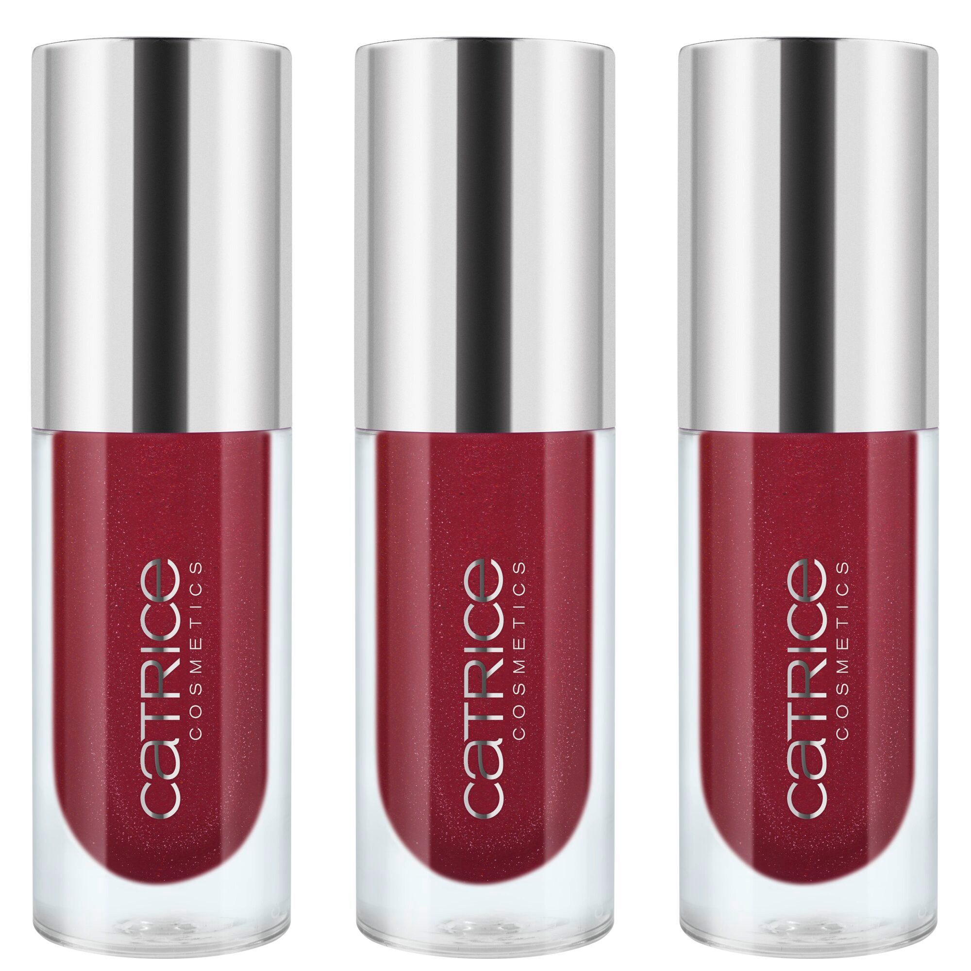 Catrice Lipgloss ETERNAL RED Cherry Bomb Lip Oil, 3-tlg., Satte Farbe, glänzendes Finish, geschmeidig mit Plumping-Effekt.