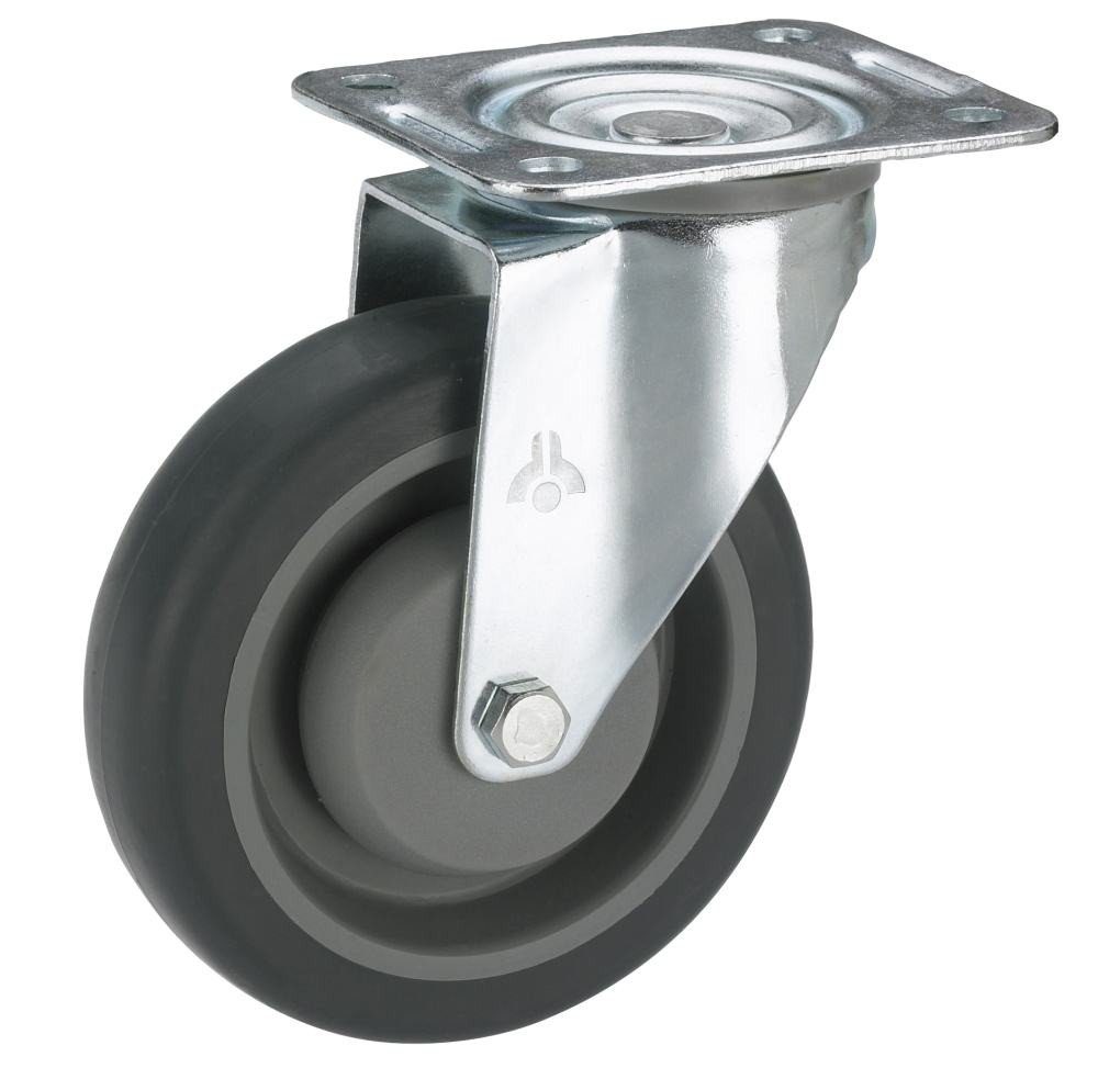 Dörner + Helmer Möbelrolle Lenkrolle mit Platte 100 x 32 mm, Tragkr. 150 kg