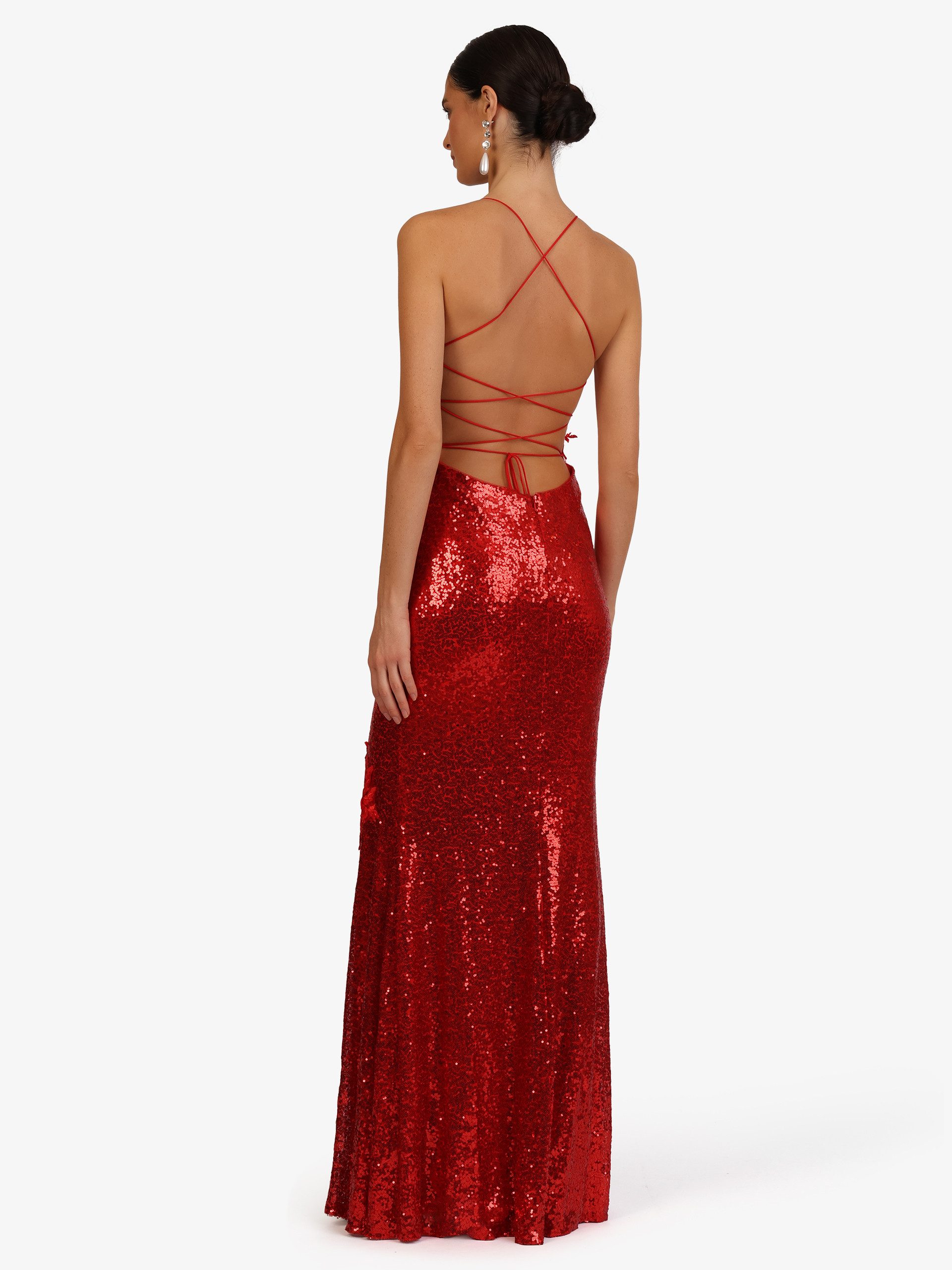 Kraimod Abendkleid mit Spaghettiträgern und Rückenschnürung