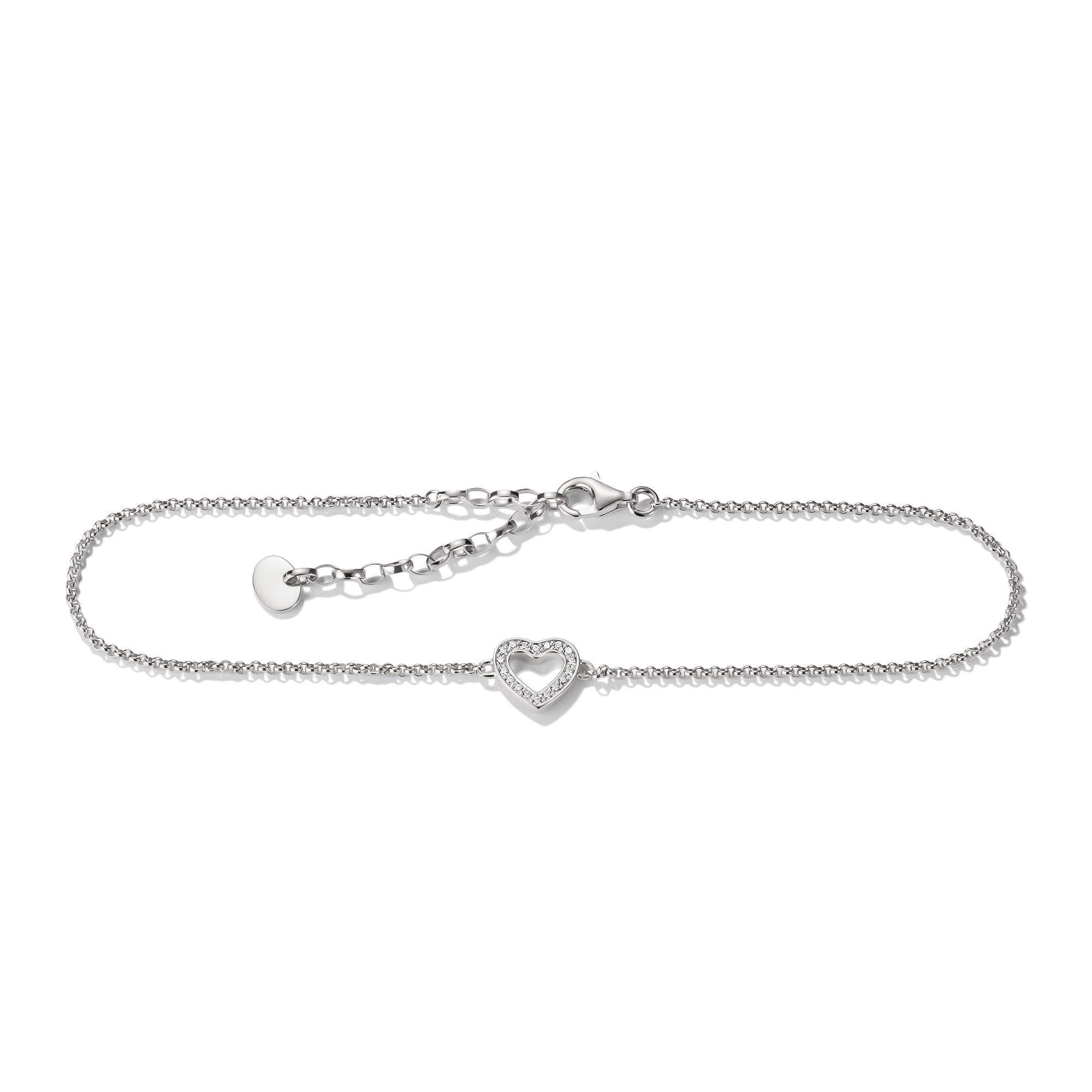 THOMAS SABO Fußkette Fußkettchen mit Zirkonia-Herz, mit Zirkonia (synth)