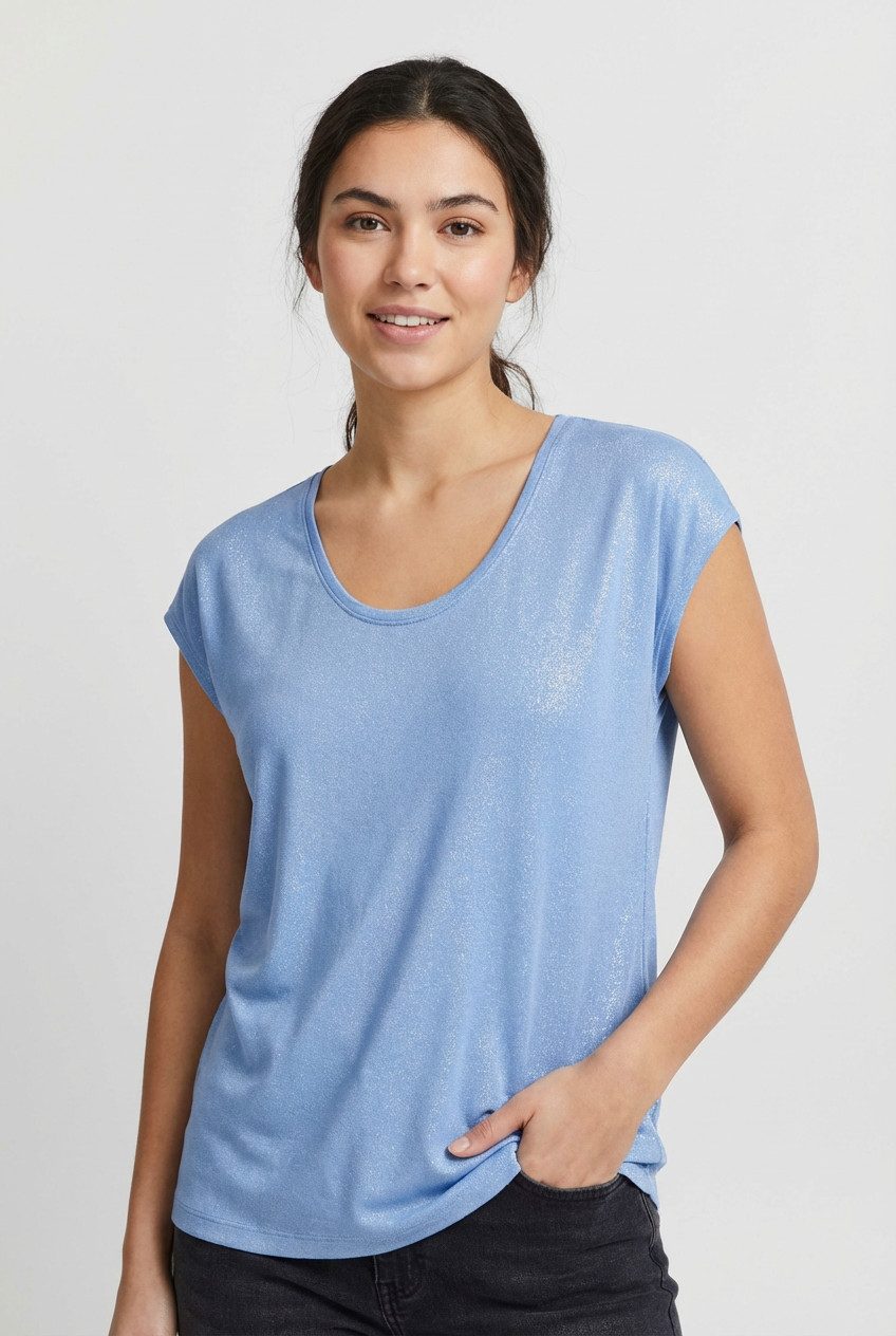 pieces Kurzarmshirt PCALICE SS GLITTER TEE JRS NOOS BC Viskosemischung, loose fit
