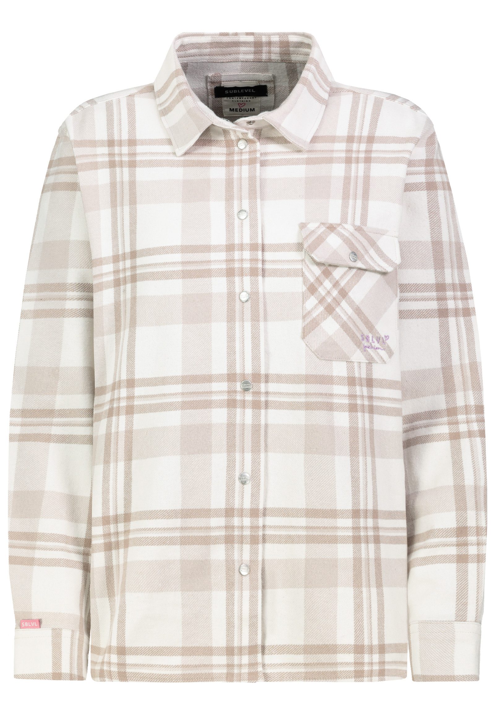 SUBLEVEL Hemdjacke Damen Overshirt Karomuster Oversize Fit, kariert