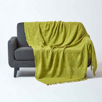 Plaid Überwurf Nirvana, 100% Baumwolle, grün, 150 x 200 cm, Homescapes