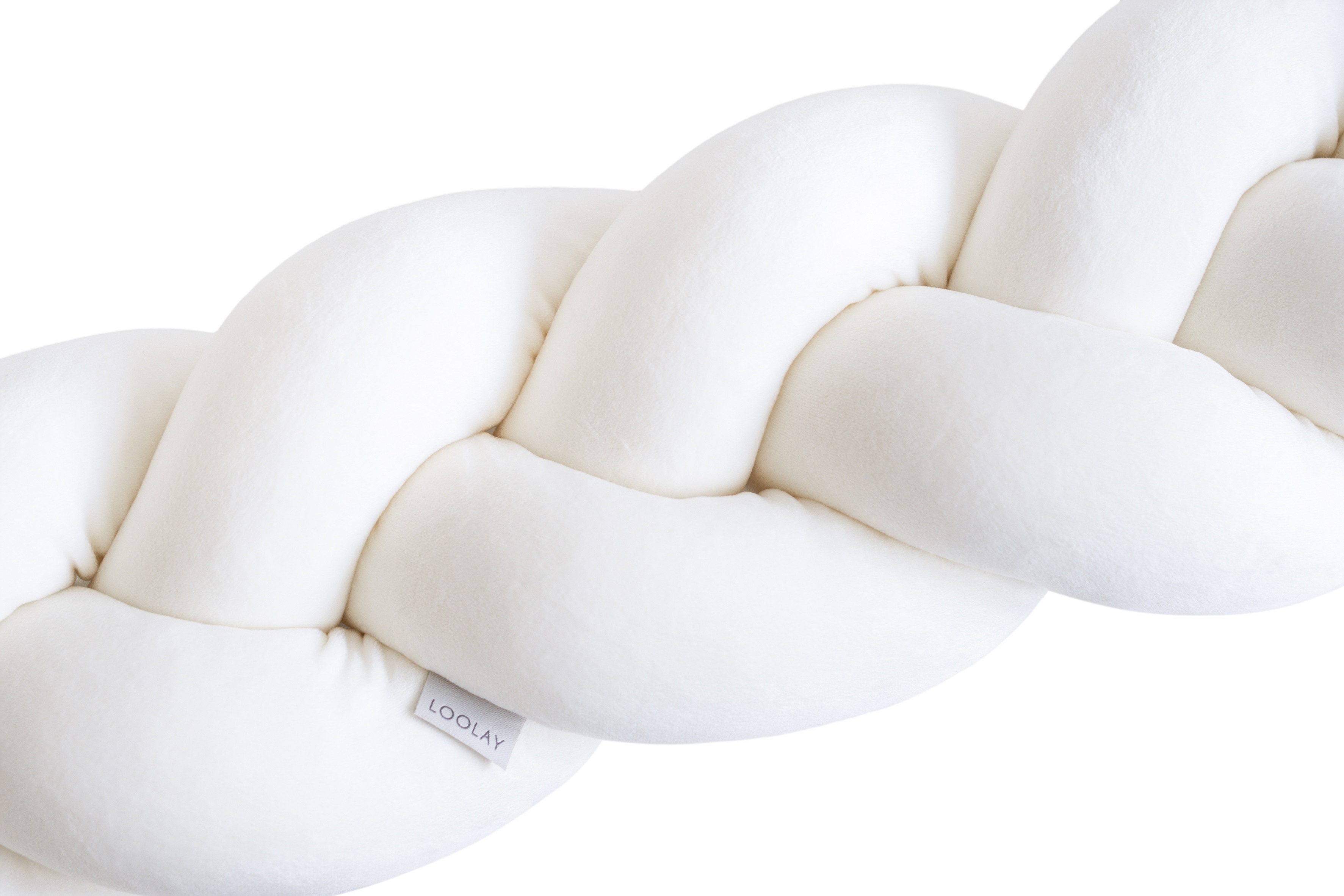 Loolay Nestchenschlange SAMT ECRU Geflochtenes Kissen Zierkissen Dekokissen Bettumrandung, (Zugluftstopper Zugluft Schlange Wickeltischumrandung Babybett Kinderzimmer Schutz, VELOURS SAMT Bettschlange 100 150 200 300 400 cm und Länge auf Anfrage), Zugluftstopper tolle Wohndekoration Geschenk