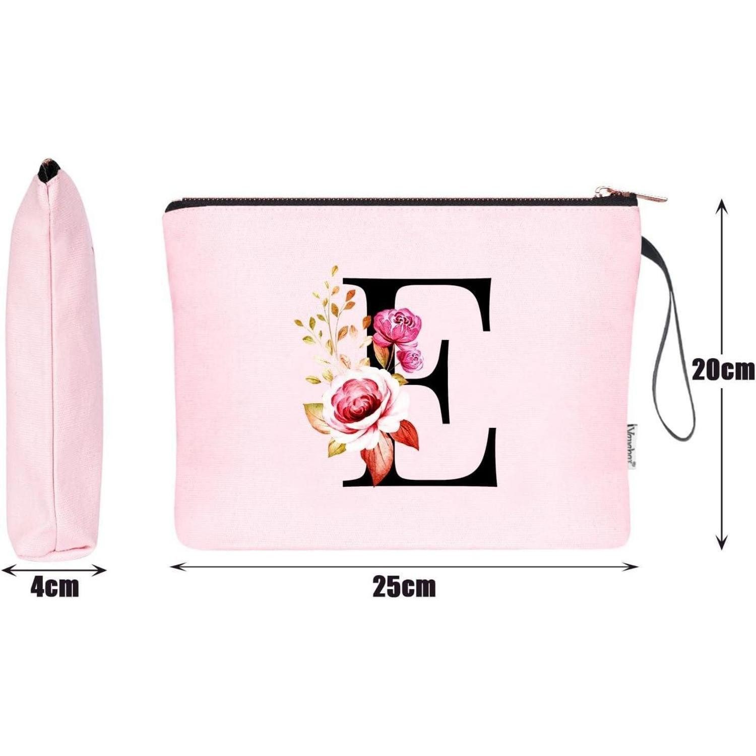 LuxusKollektion Kosmetiktasche Kosmetiktasche personalisierte AZ Frauen Brautjungfern Pink E