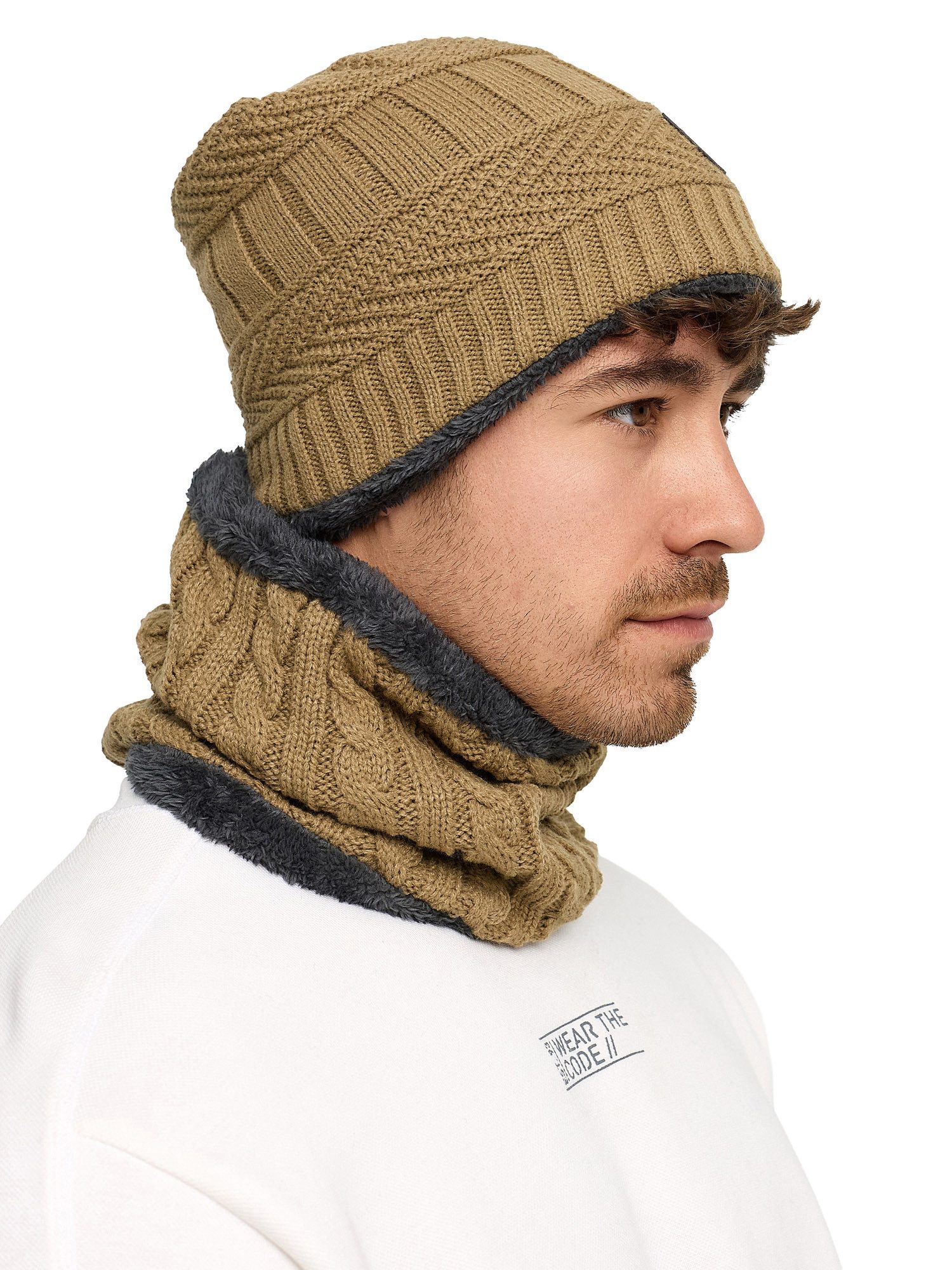 Indicode Strickmütze Herren Siracusa Strickmütze Herrenmütze Set (2-St) Set aus Mütze & Schal