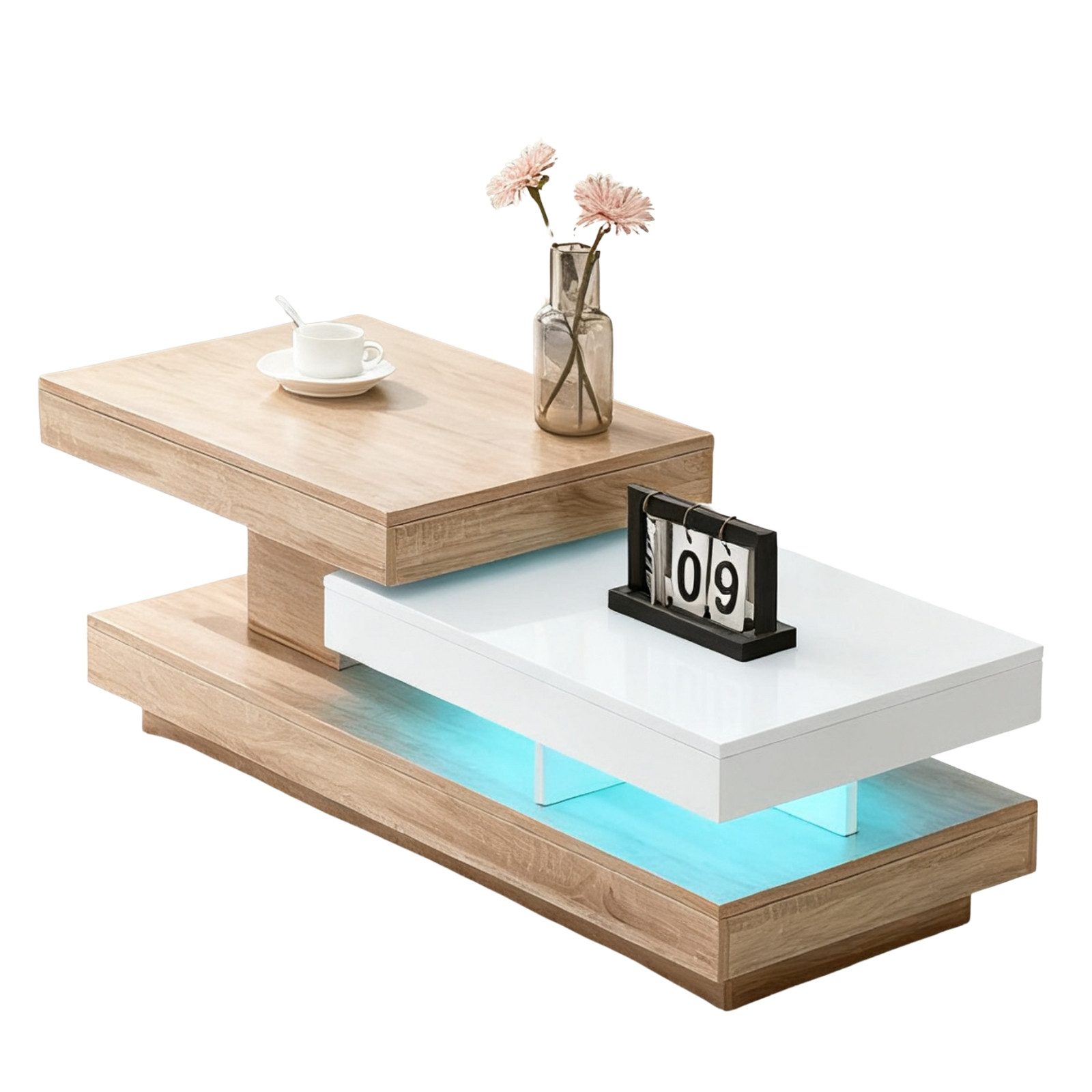 JYMTOM Couchtisch 360° Drehbarer Wohnzimmertisch, Modern Beistelltisch (1-St), Hochglanz-Kaffeetisch mit drehbarer Tischplatte, 110x50x40cm