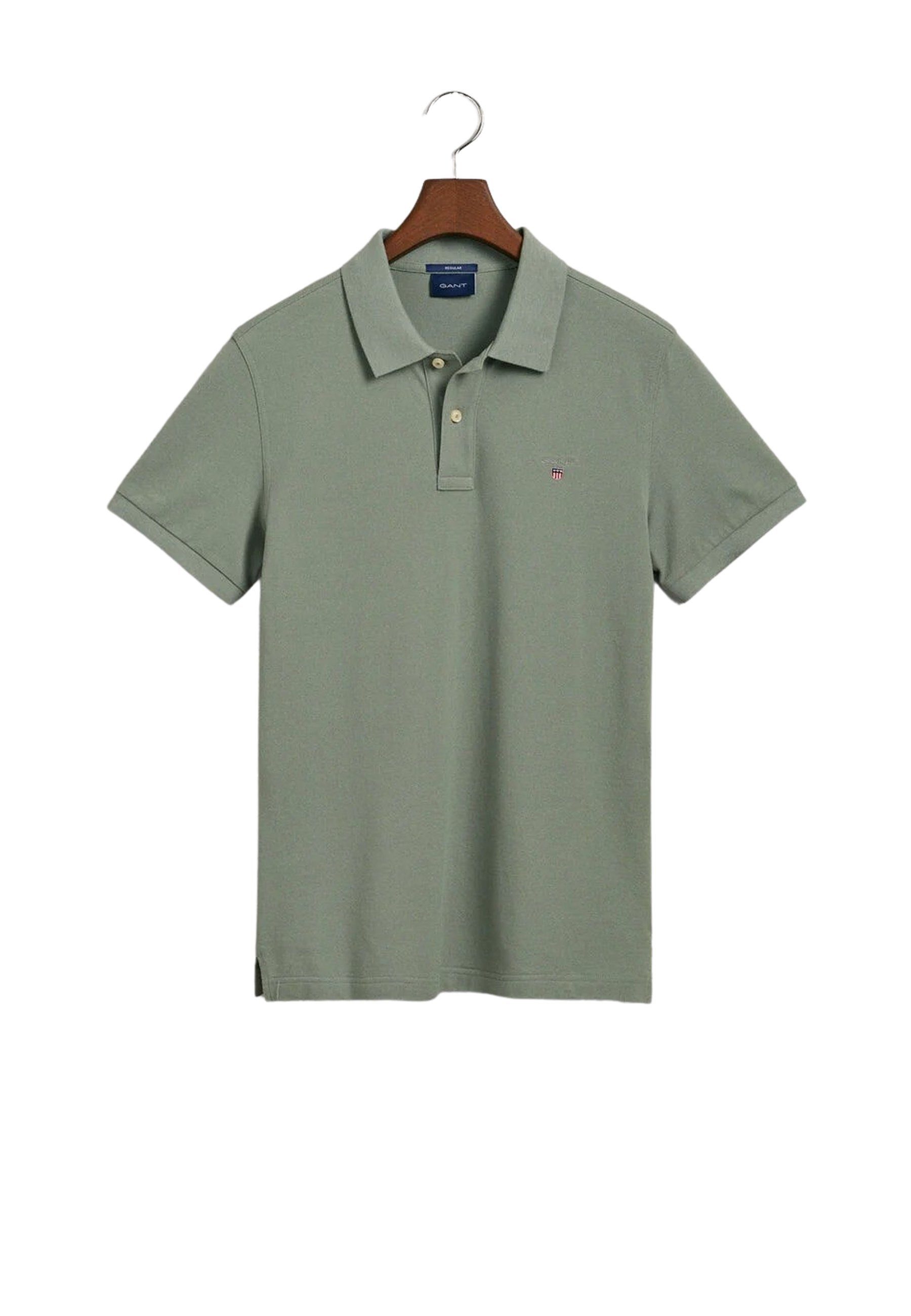 Poloshirt Gant Rugger Poloshirt Original Polo Kurzarmshirt Pique grün