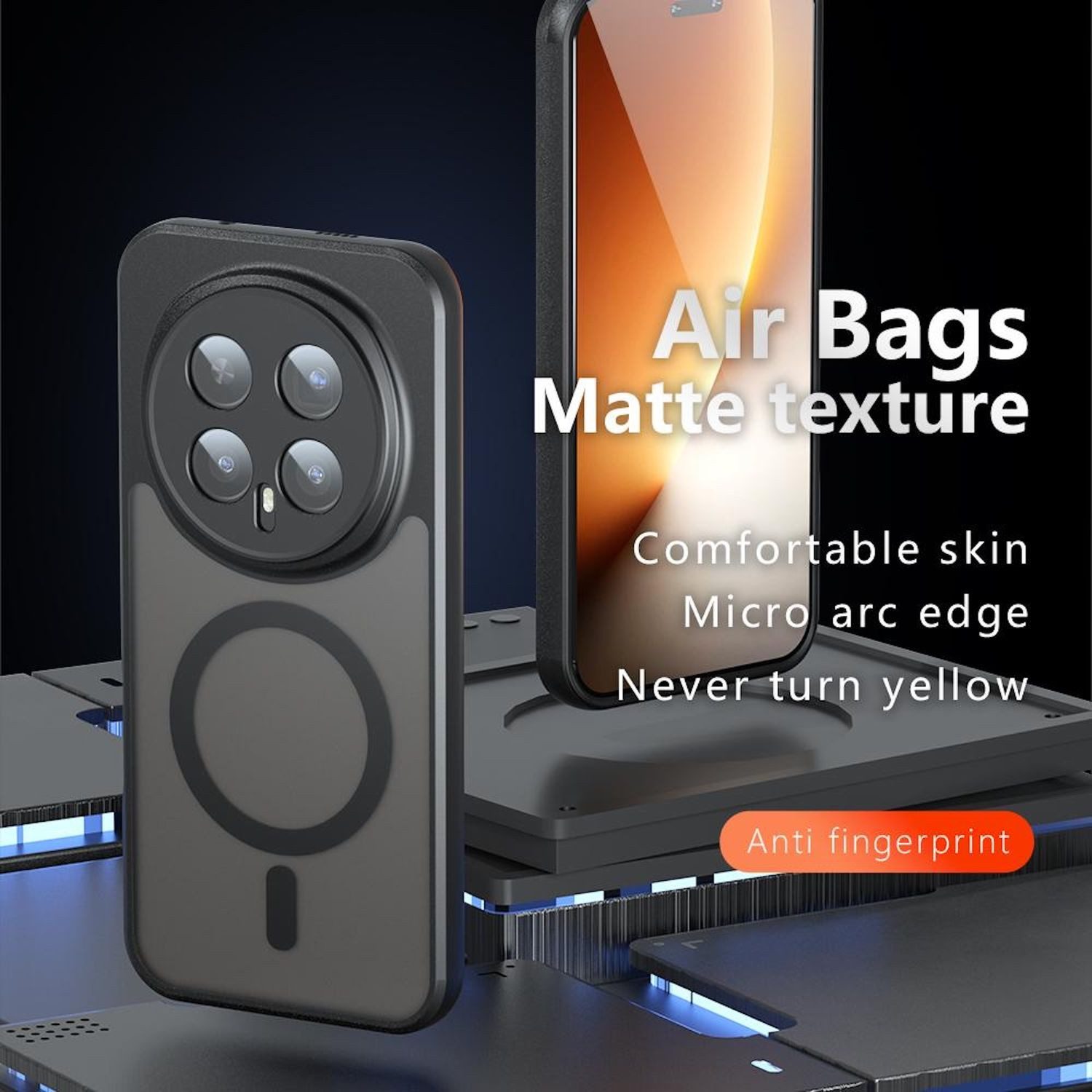 Wigento Handyhülle Für Honor Magic 8 Pro Armor MagSafe TPU PC Hybrid Schutz Hülle Schwarz, Stilvoll, MagSafe, präzise Passform – Bild 2 von 5