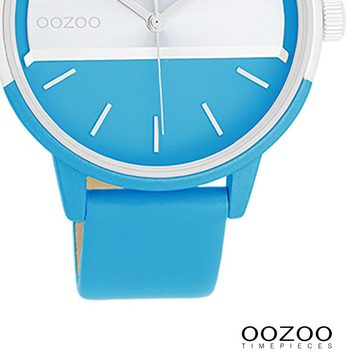 OOZOO Quarzuhr Oozoo Damen Armbanduhr Timepieces Analog, (Analoguhr), Damenuhr rund, groß (ca. 42mm) Lederarmband, Fashion-Style