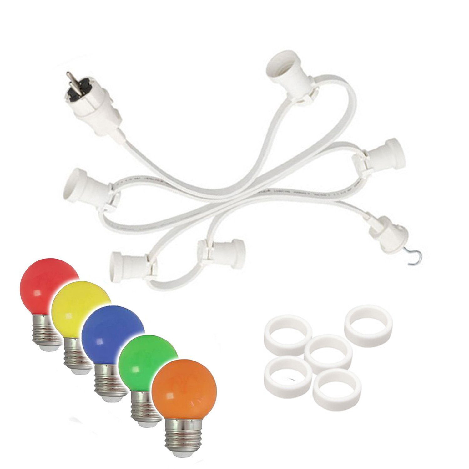 SPICELITE LED-Lichterkette Illu Party Garten Außenlichterkette 5m weiß 10 bunte LED Kugellampen, 10-flammig