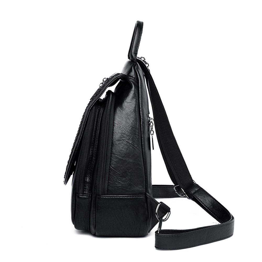 Schwarz Mode Rucksack, vielseitige Reise-Rucksack Umhängetasche Frauen Neue Freizeitrucksack Rouemi