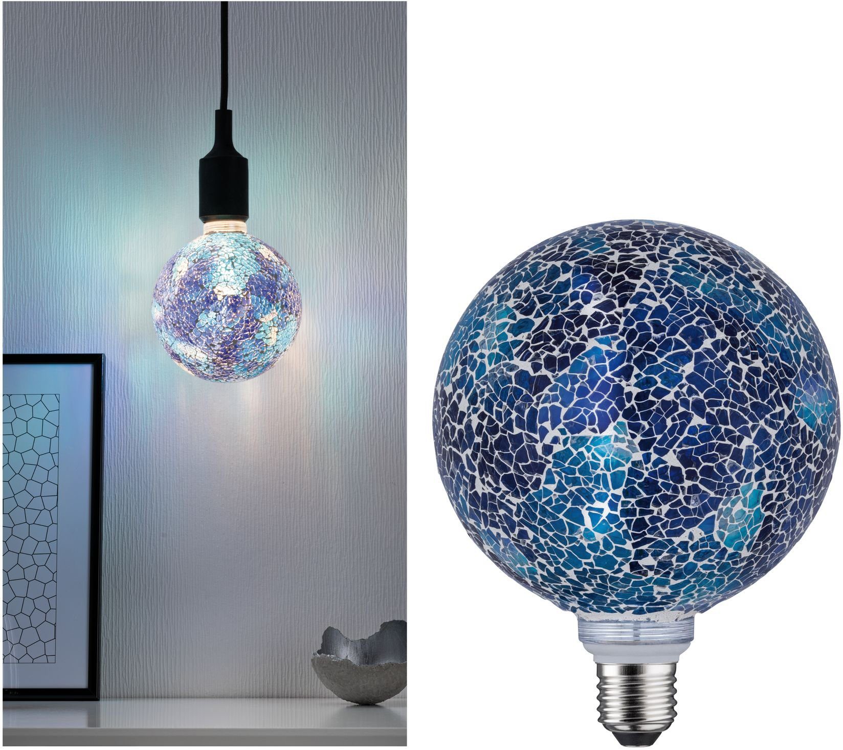 Warmweiß, Mosaic Miracle Paulmann dimmbar 1 2700K St., LED-Leuchtmittel E27, Blau,