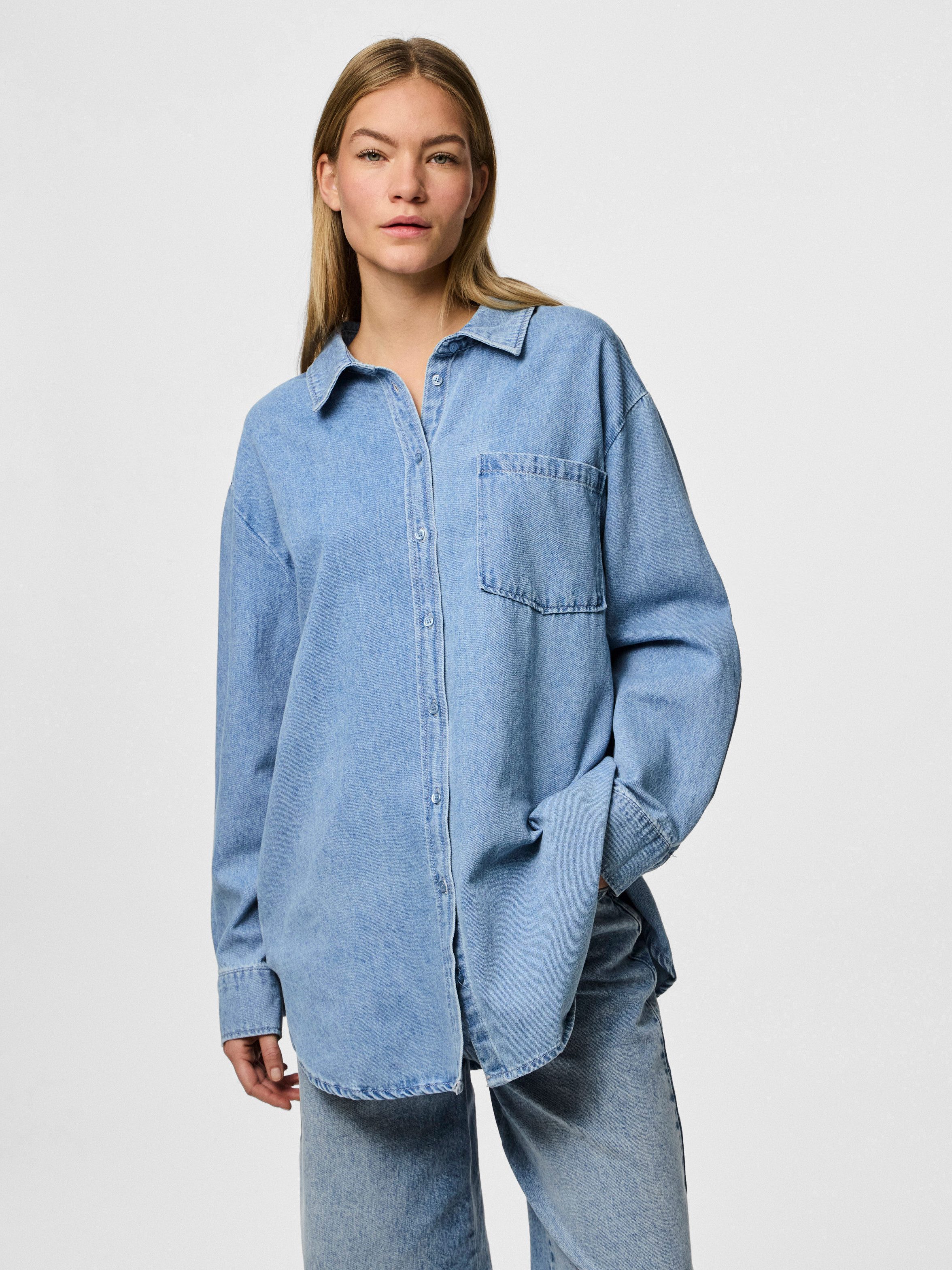 Jeansbluse PCMAISIE LS DENIM SHIRT NOOS BC