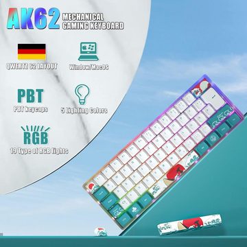 MIHIYIRY AK62 Mechanische Gaming 60% kompakte Tastatur (mit RGB-Hintergrundbeleuchtung PBT-Typ-C-Kabel für Win/Mac-Gamer)