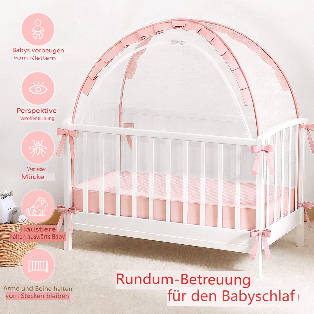 CAVEEN Betthimmel, Moskitonetz für Babybett Gitterbett 120×60×55cm Insektenschutz faltbar