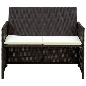 vidaXL Loungesofa 2-Sitzer-Gartensofa mit Polstern Braun Poly Rattan, 1 Teile