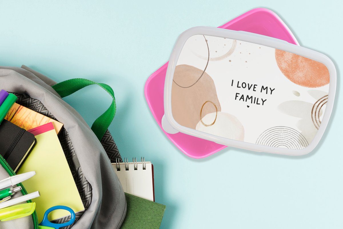 (2-tlg), rosa Mädchen, Kunststoff, Snackbox, - für Sprichwörter Lunchbox Familie meine Brotbox - Kunststoff Ich Familie, Brotdose Erwachsene, Zitate liebe MuchoWow - Kinder,