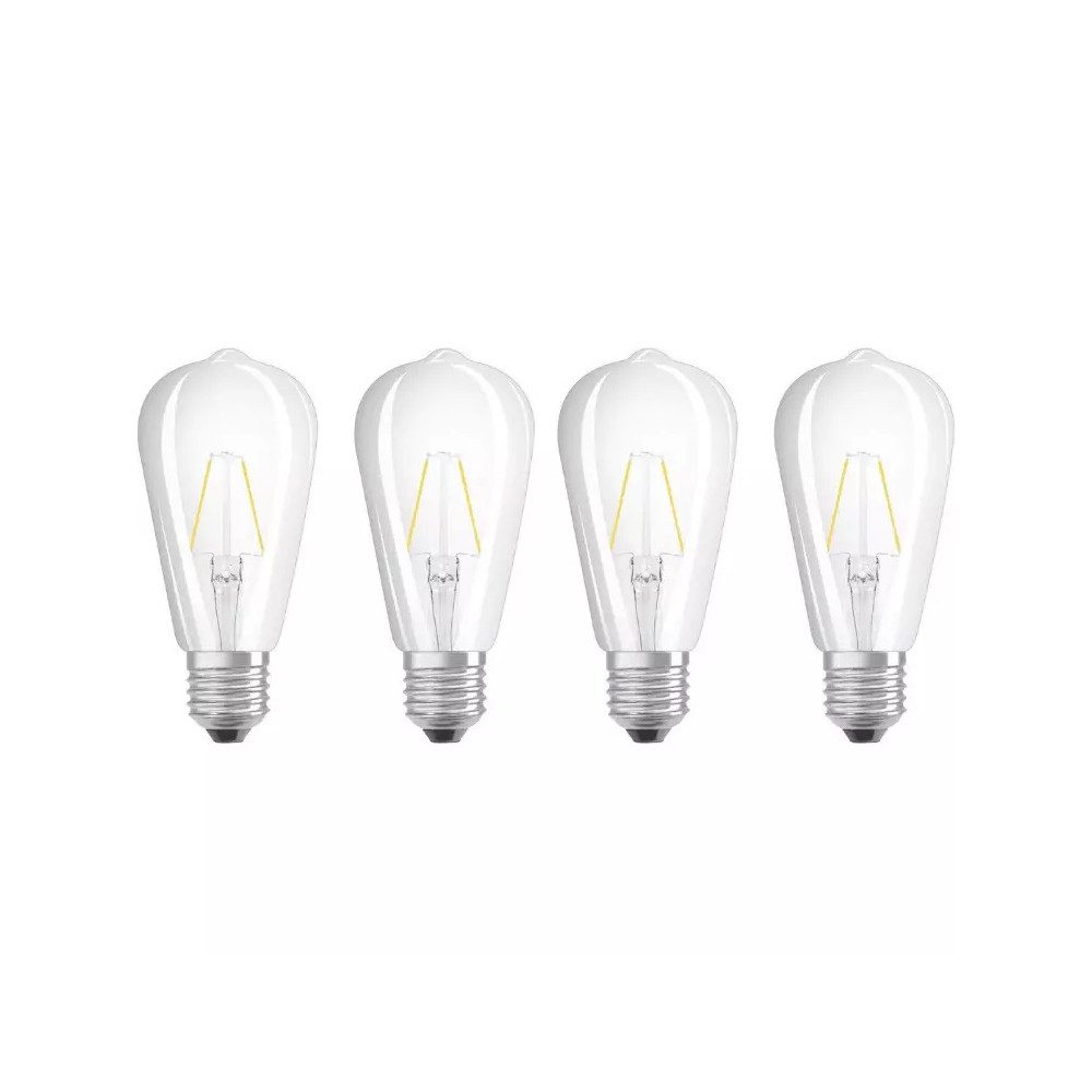Osram LED-Leuchtmittel [4ER] LED Retrofit Lampe Leuchtmittel, E27, 4 St., Warmweiß, Energiesparend, Glühfaden Schraubsockel