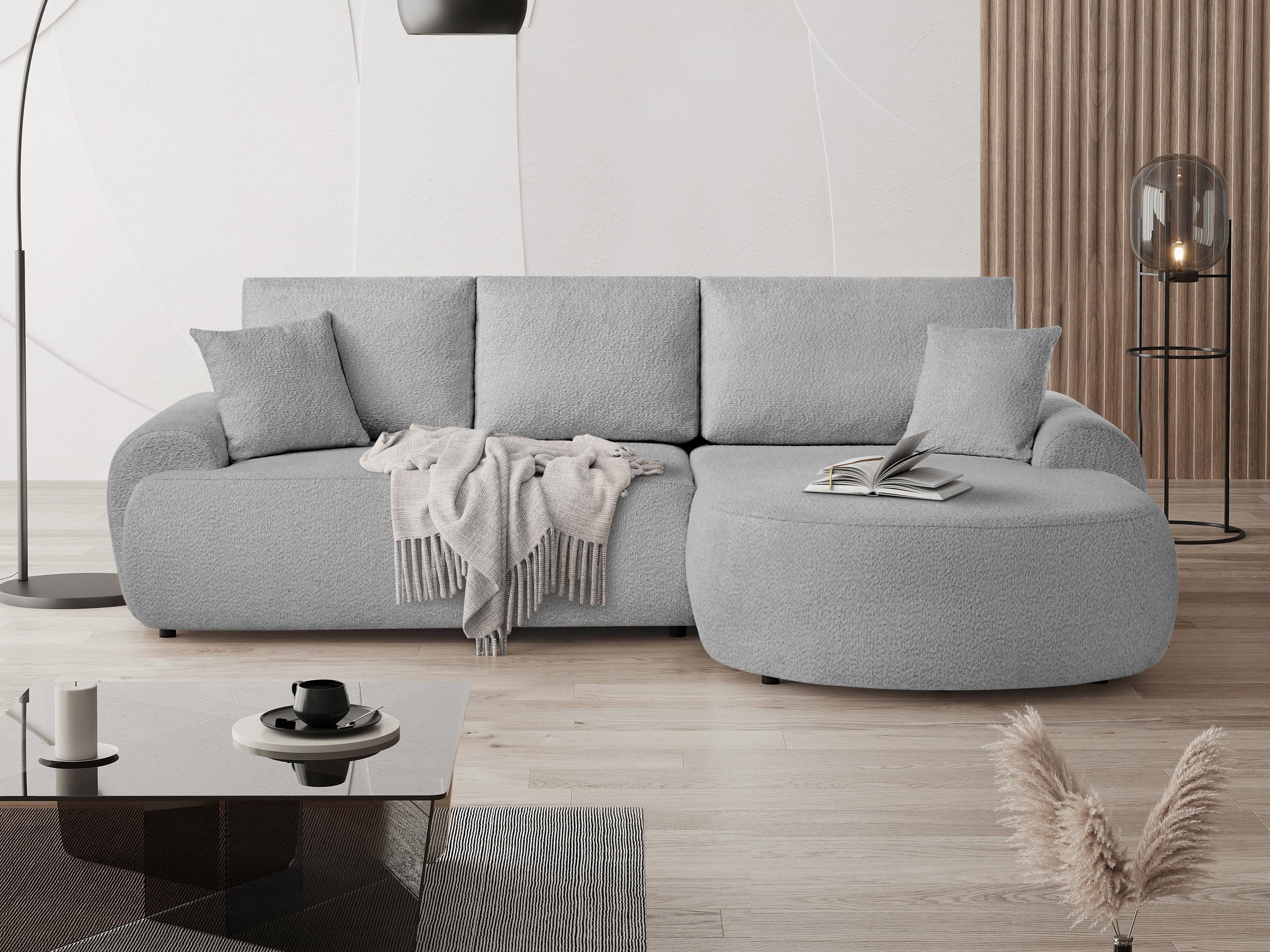 Beautysofa Ecksofa mit Kissen aus Bouclé-Stoff günstig online kaufen