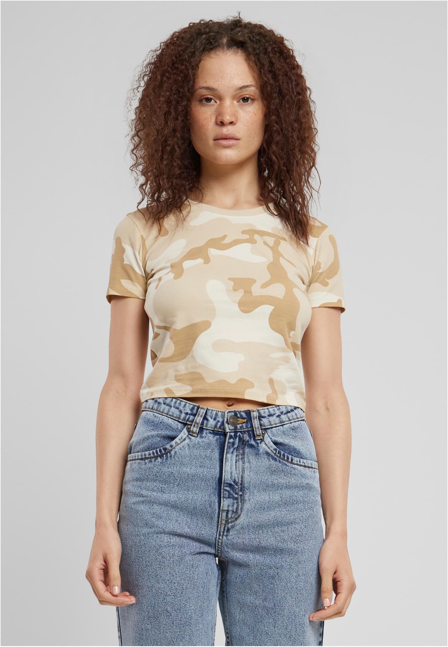 URBAN CLASSICS Rundhalsshirt Ladies Cropped Camo Tee Damen T-Shirt